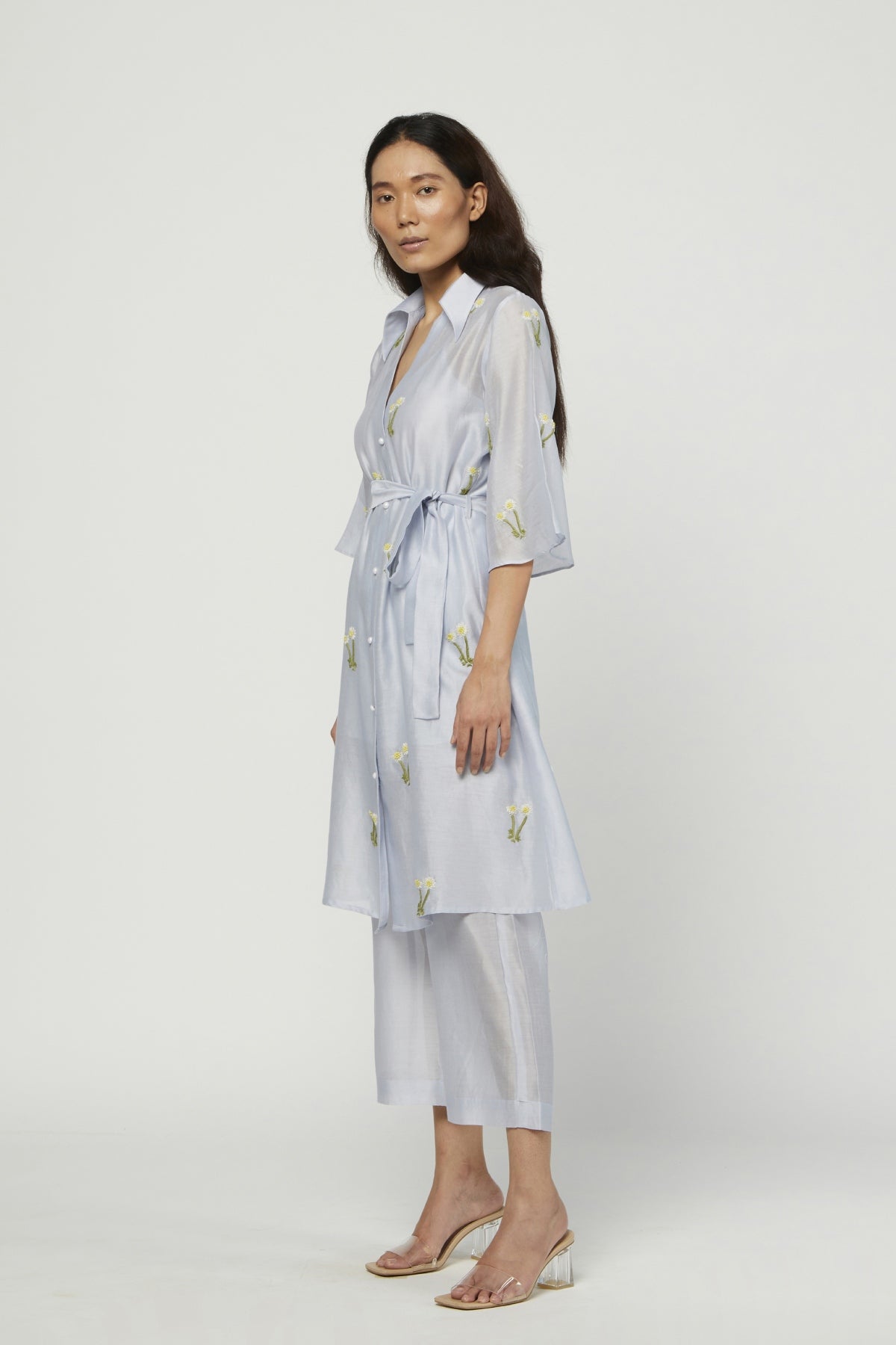 Silk Chanderi Blue Kurta Set