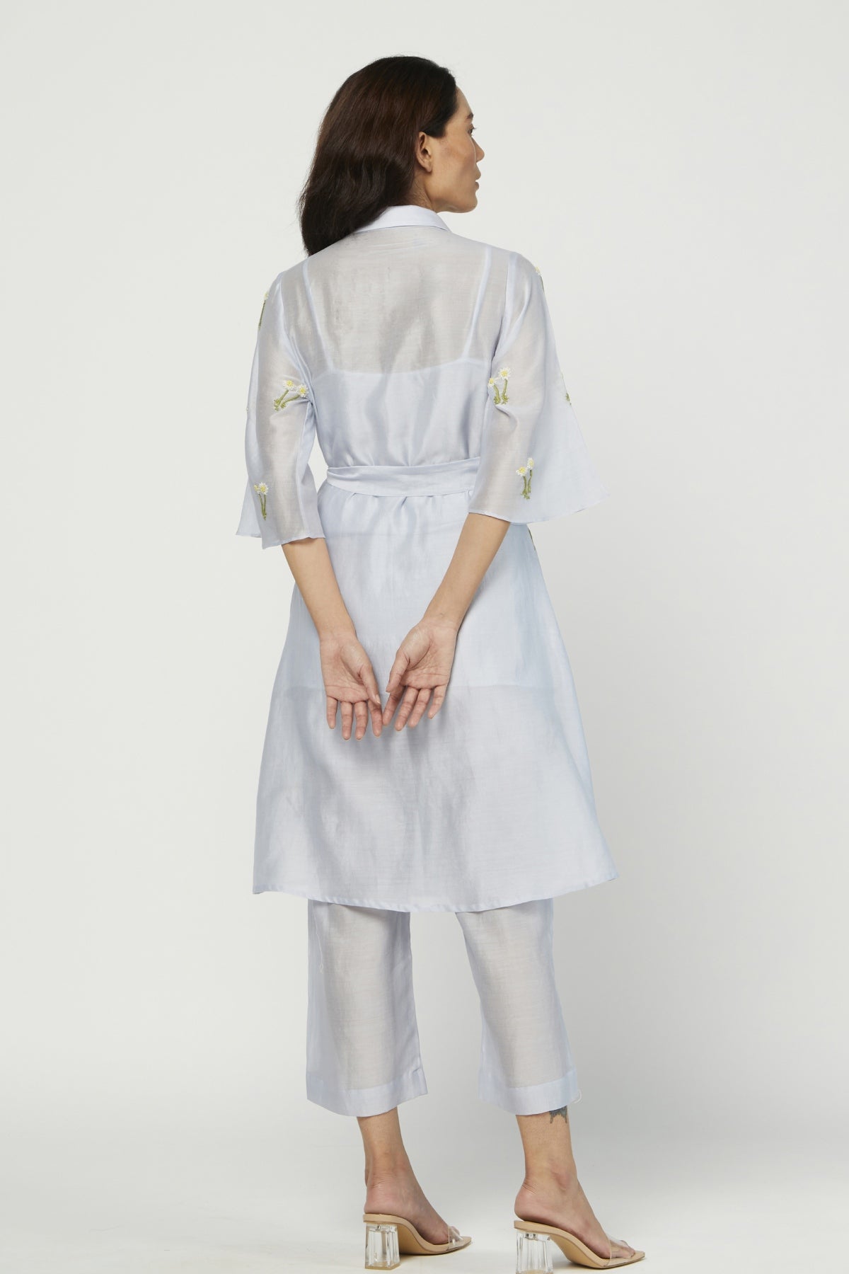 Silk Chanderi Blue Kurta Set