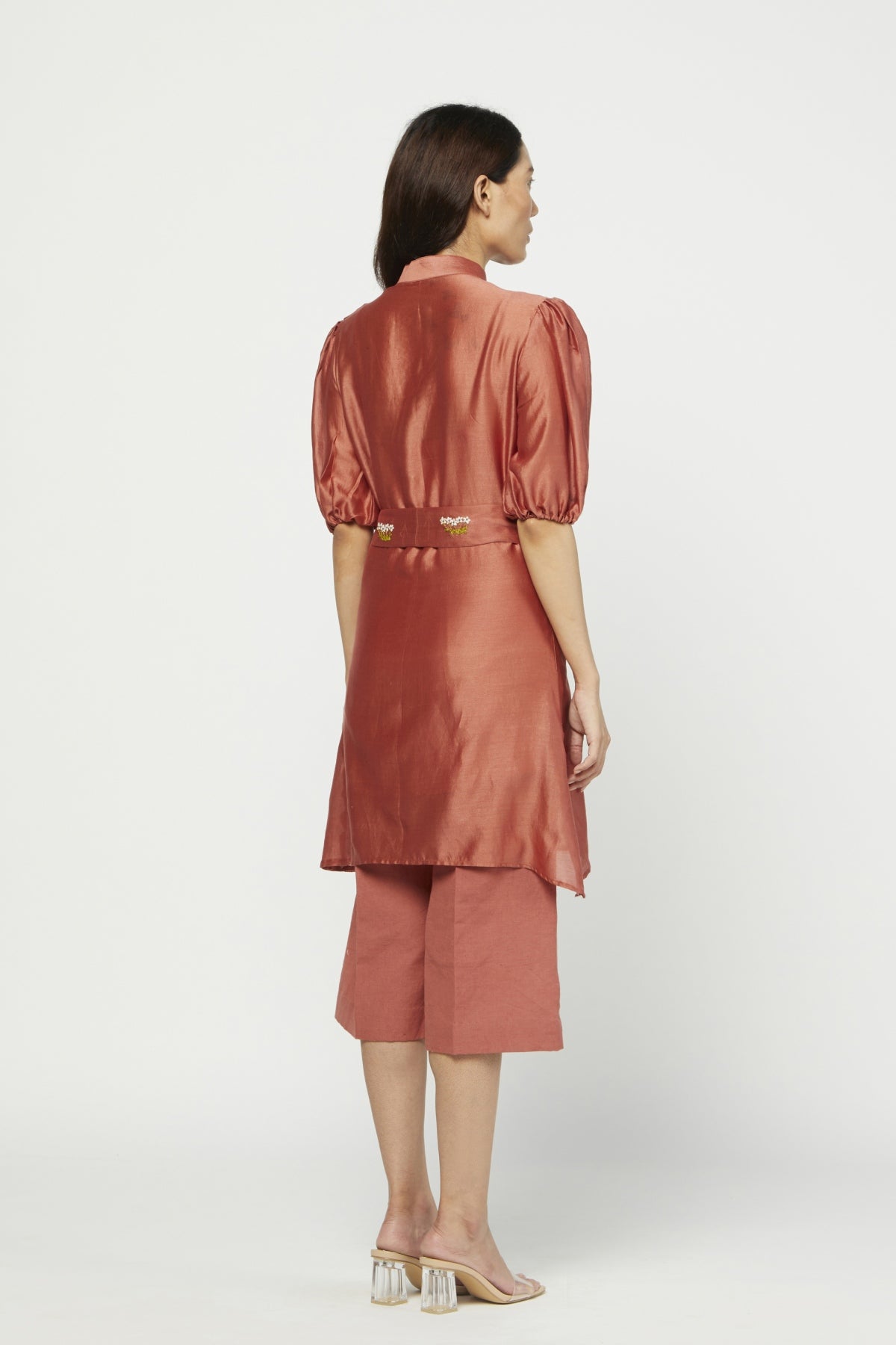 Red Embroidered Tunic Set & Belt