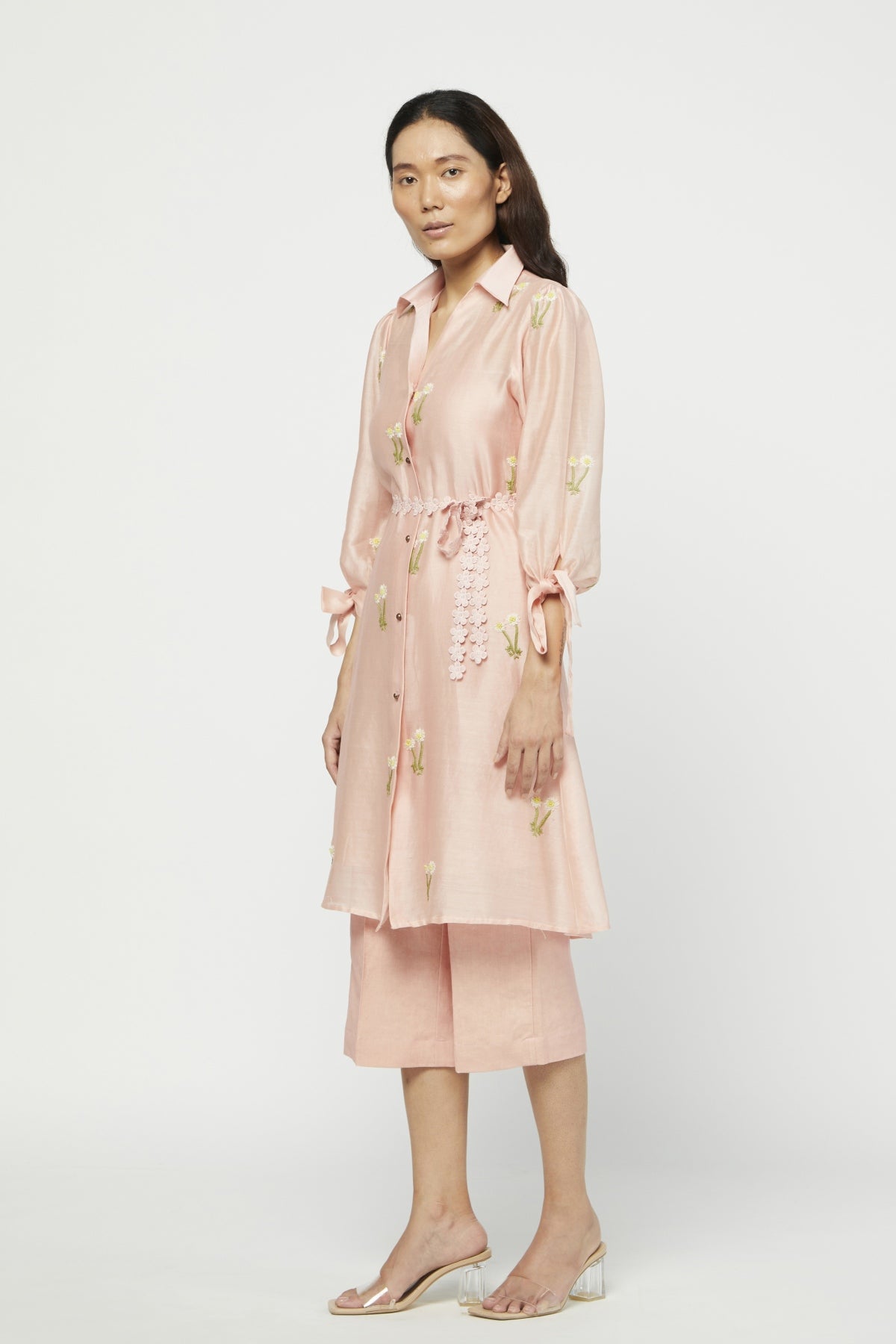 Pink Embroidered Short Tunic Set