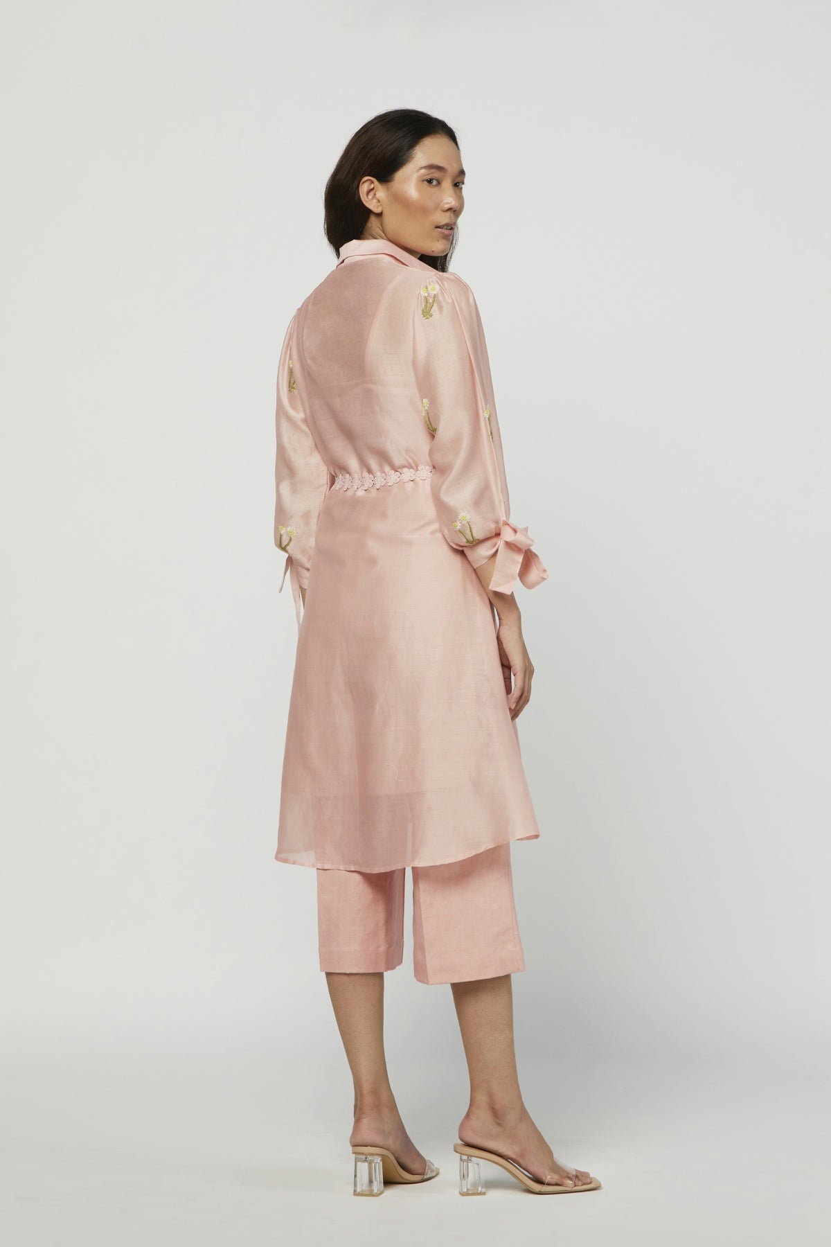 Pink Embroidered Short Tunic Set