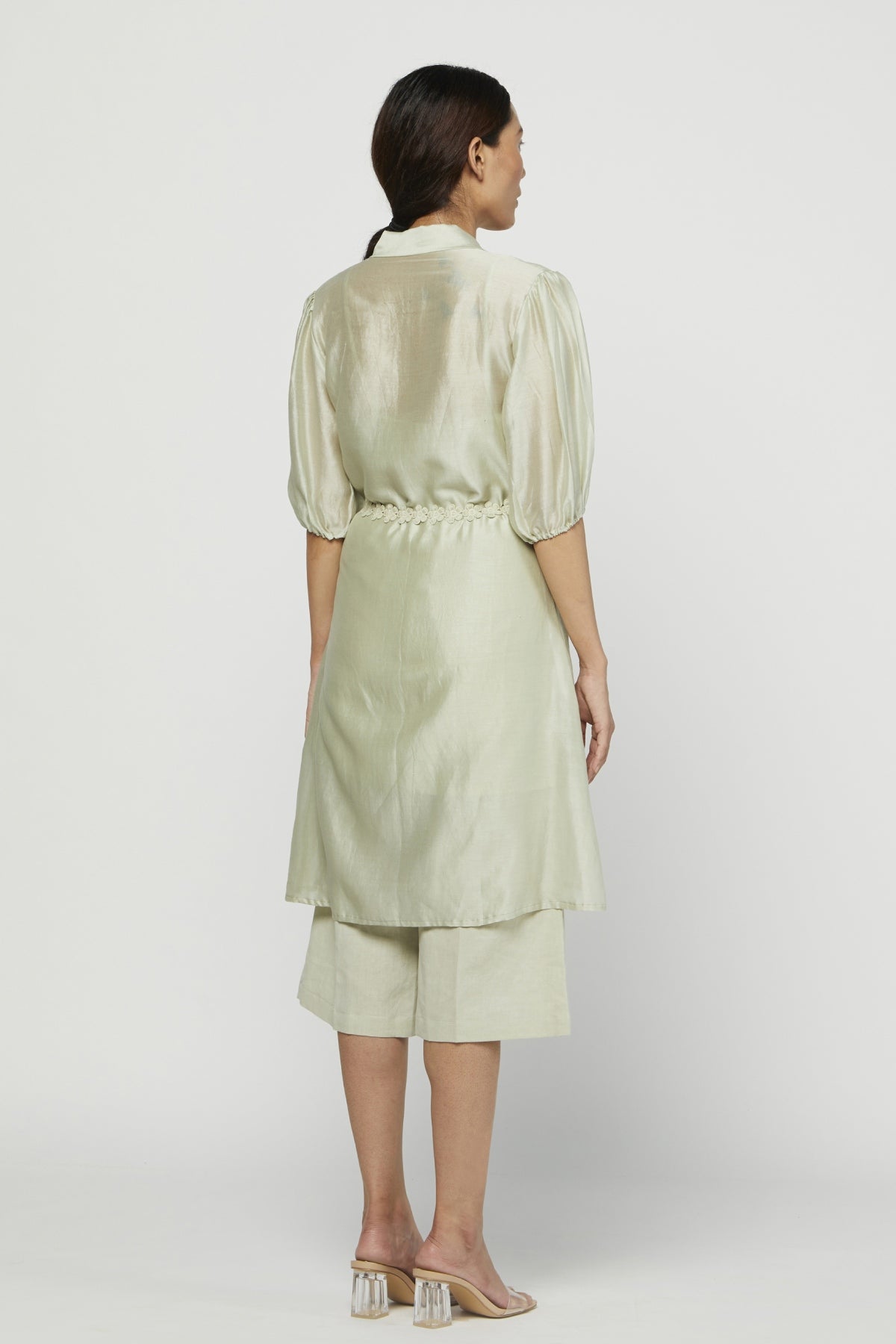 Green Embroidered Tunic Set