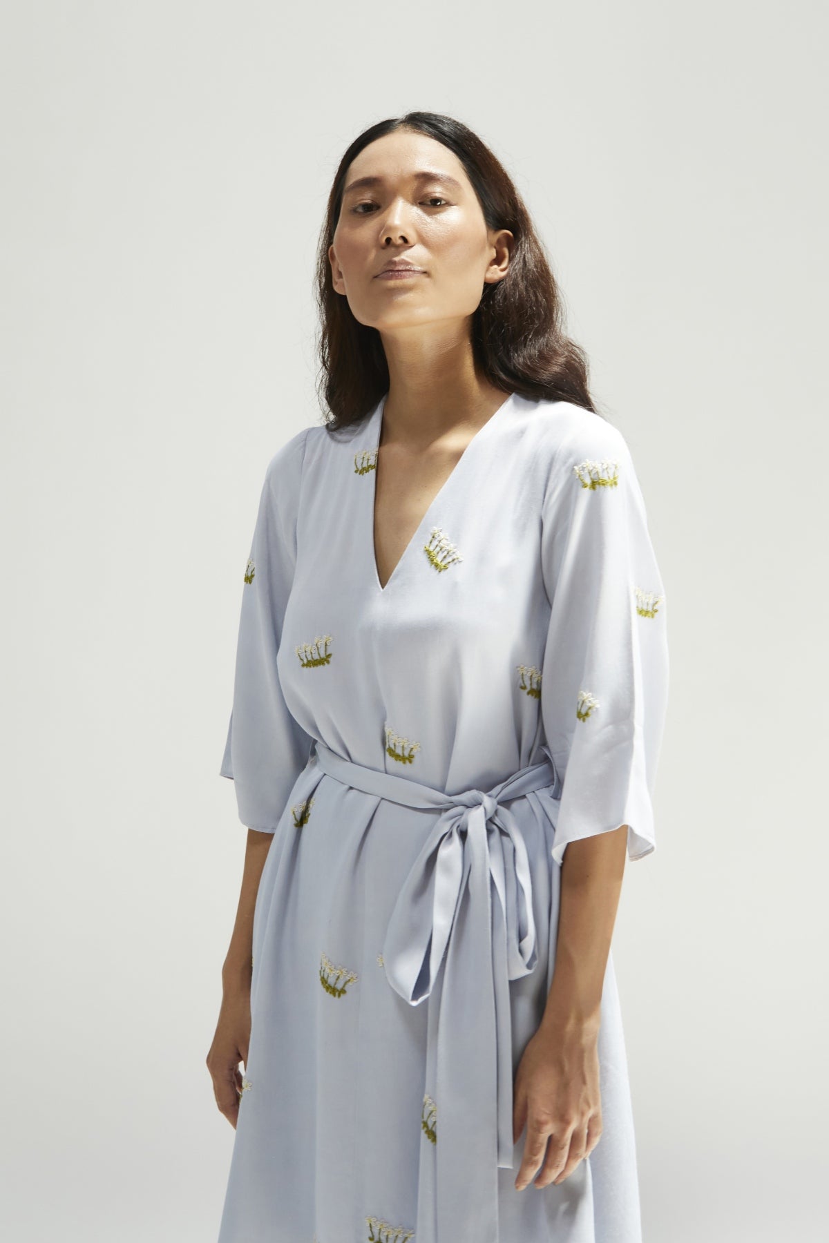 Blue V-Neck Tunic Set & Belt