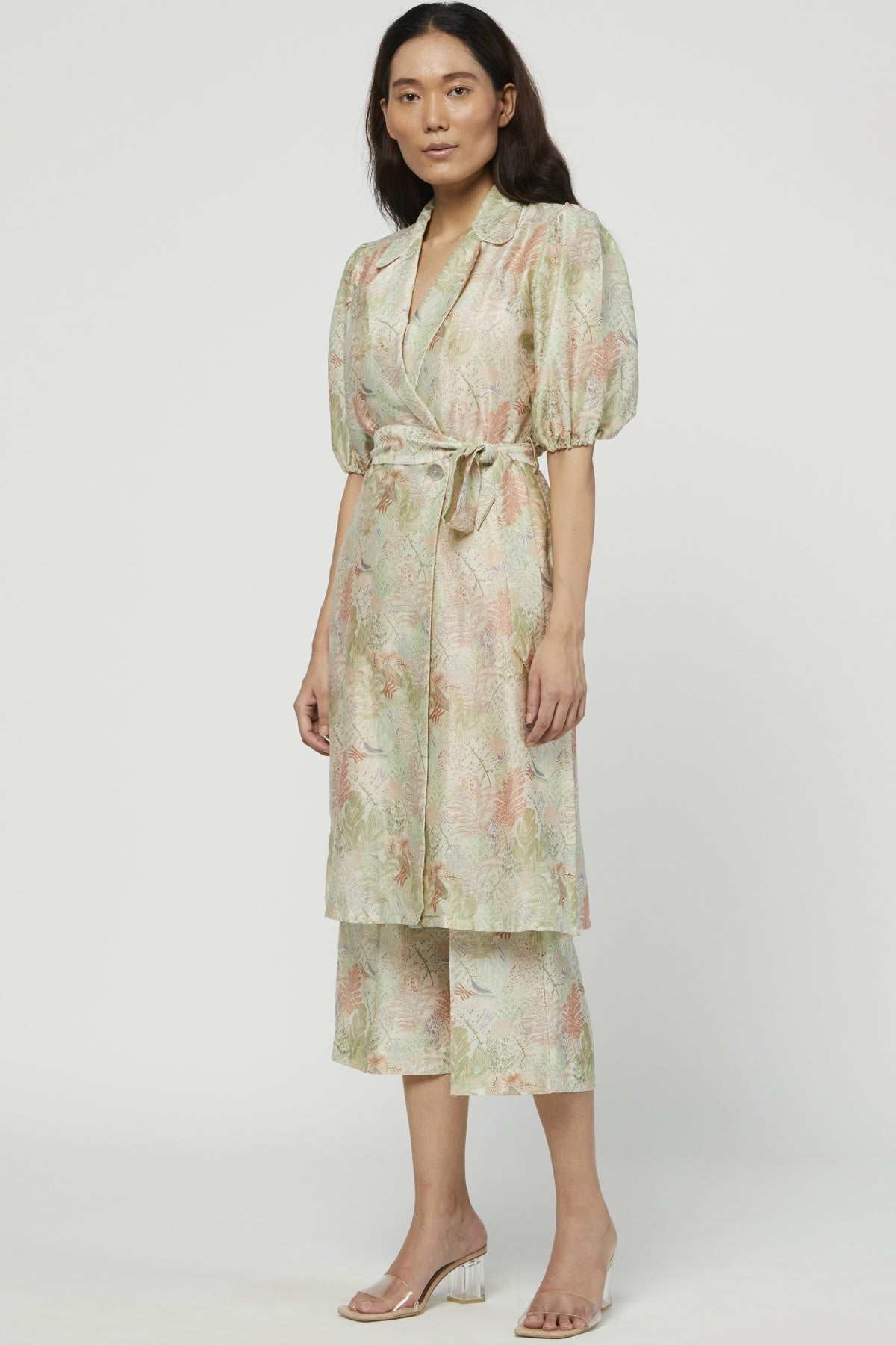 Printed Silk Chanderi Tunic Set