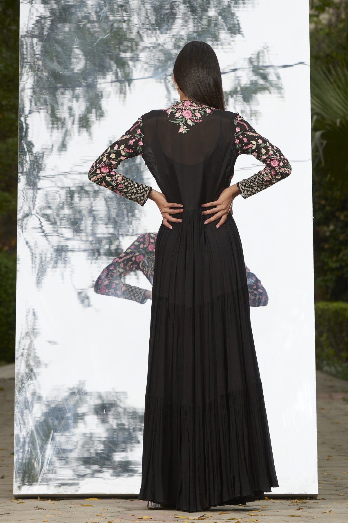 Embroidered Tier Dress Gown