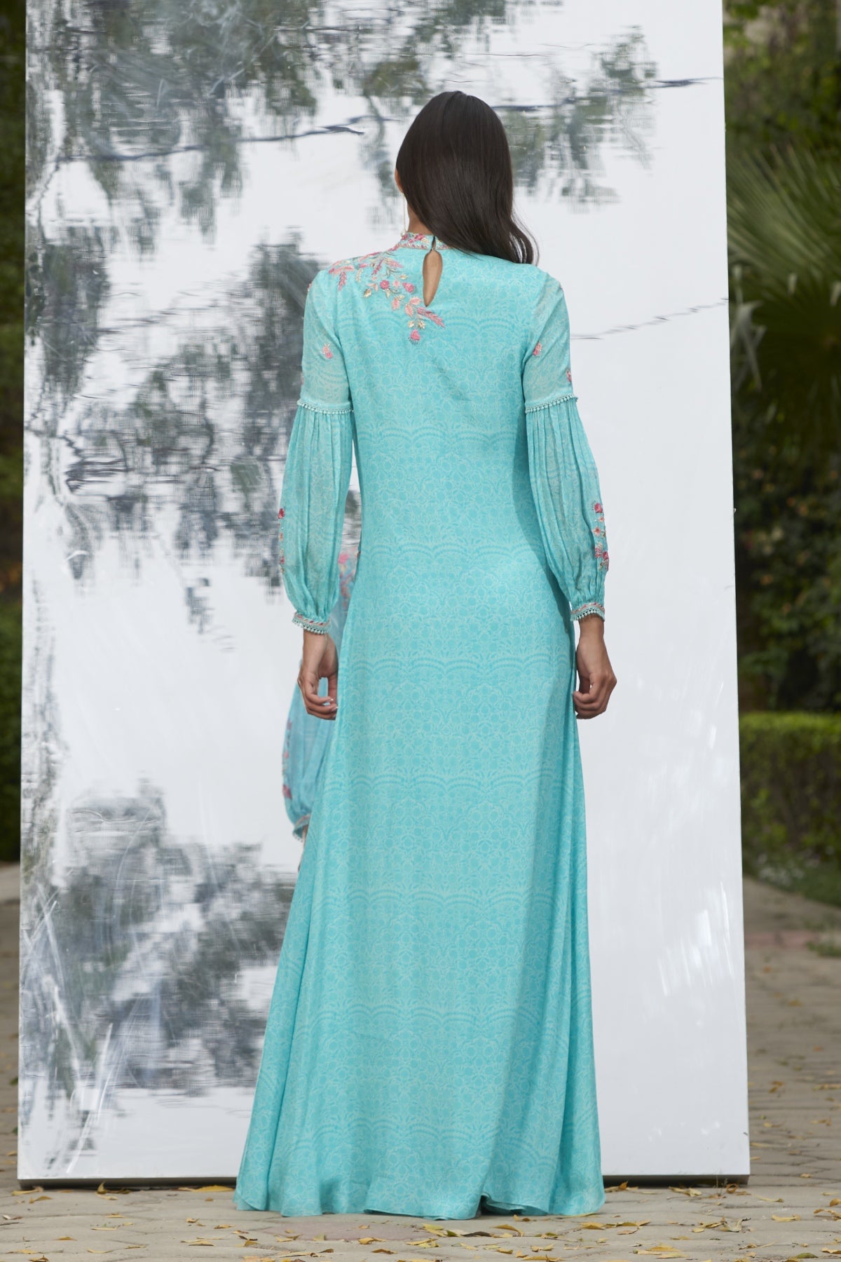 Embroidered Printed Gown