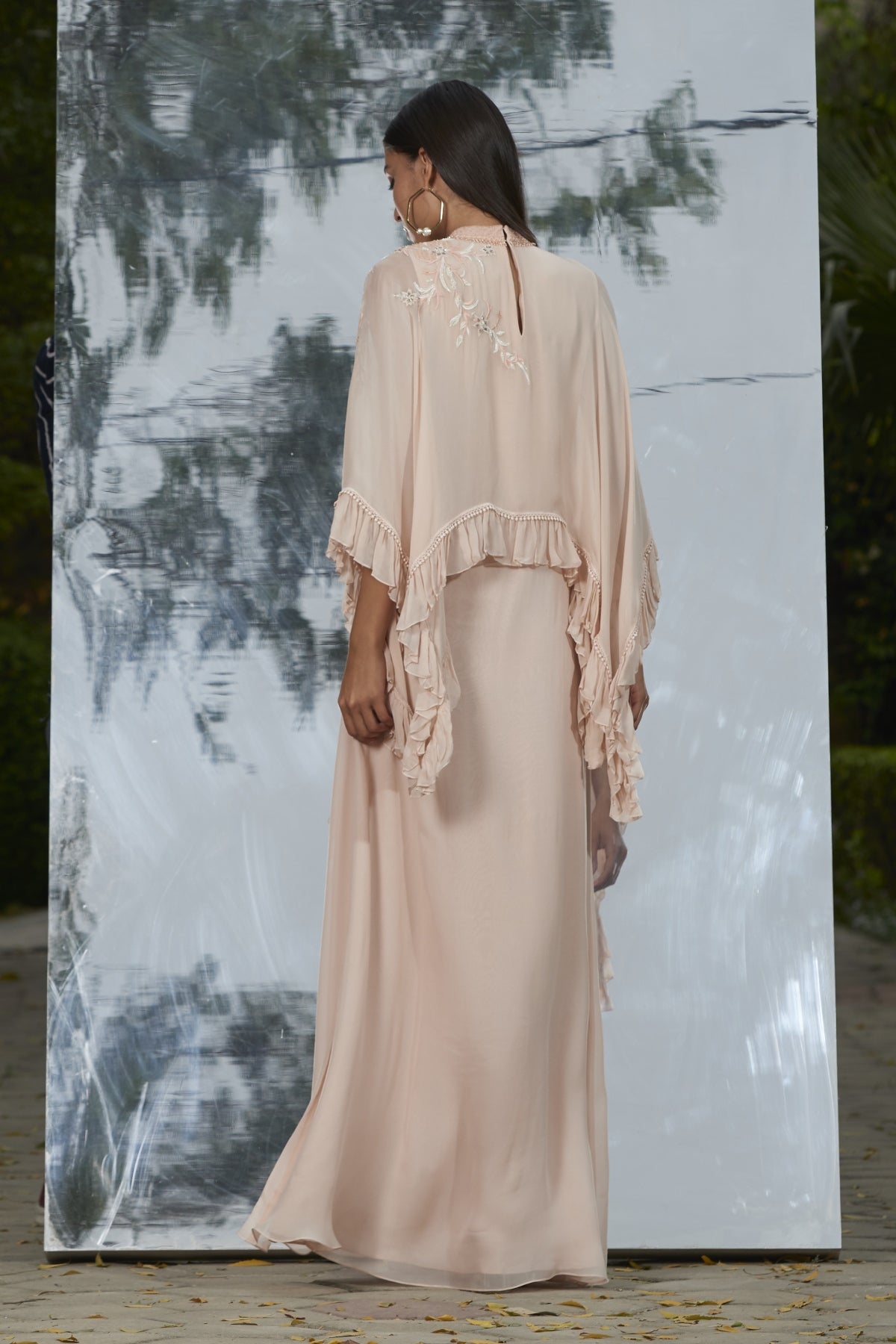 Embroidered Cape Kaftan Gown