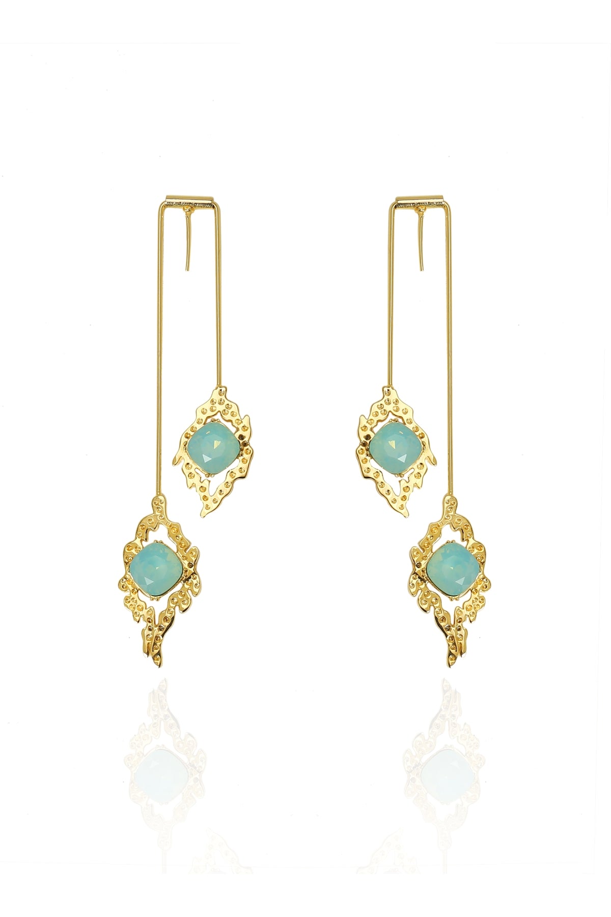 Blue Swarovski Cushion Danglers