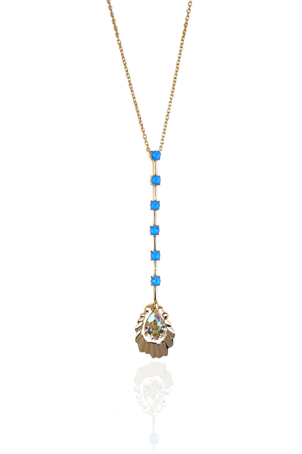 Blue Swarovski Long Pendant
