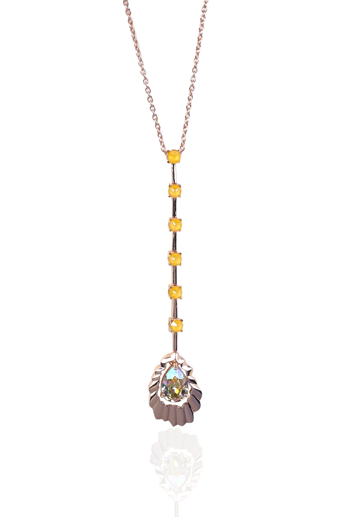 Yellow Swarovski Long Pendant