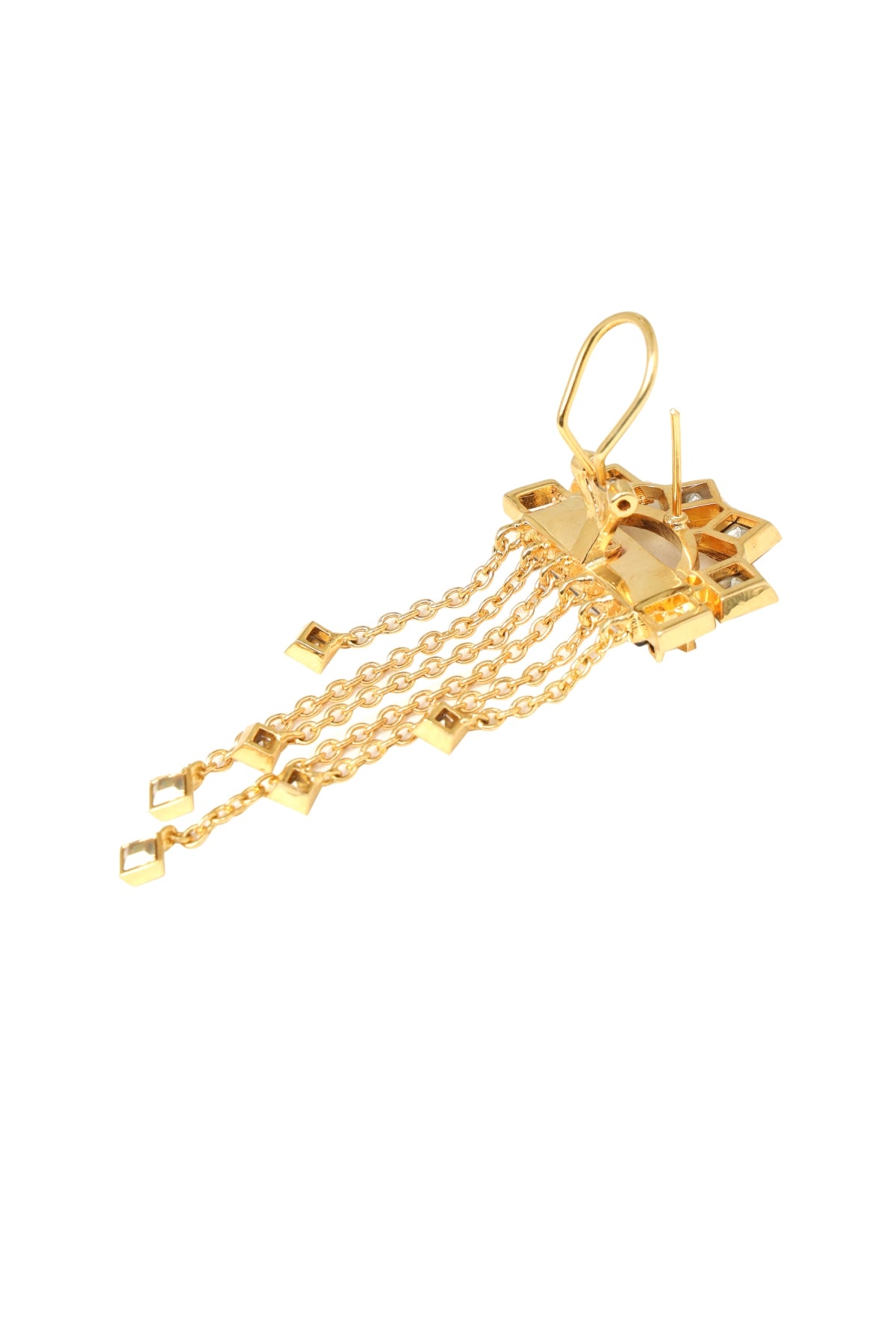 Maroon Swarovski Square Danglers