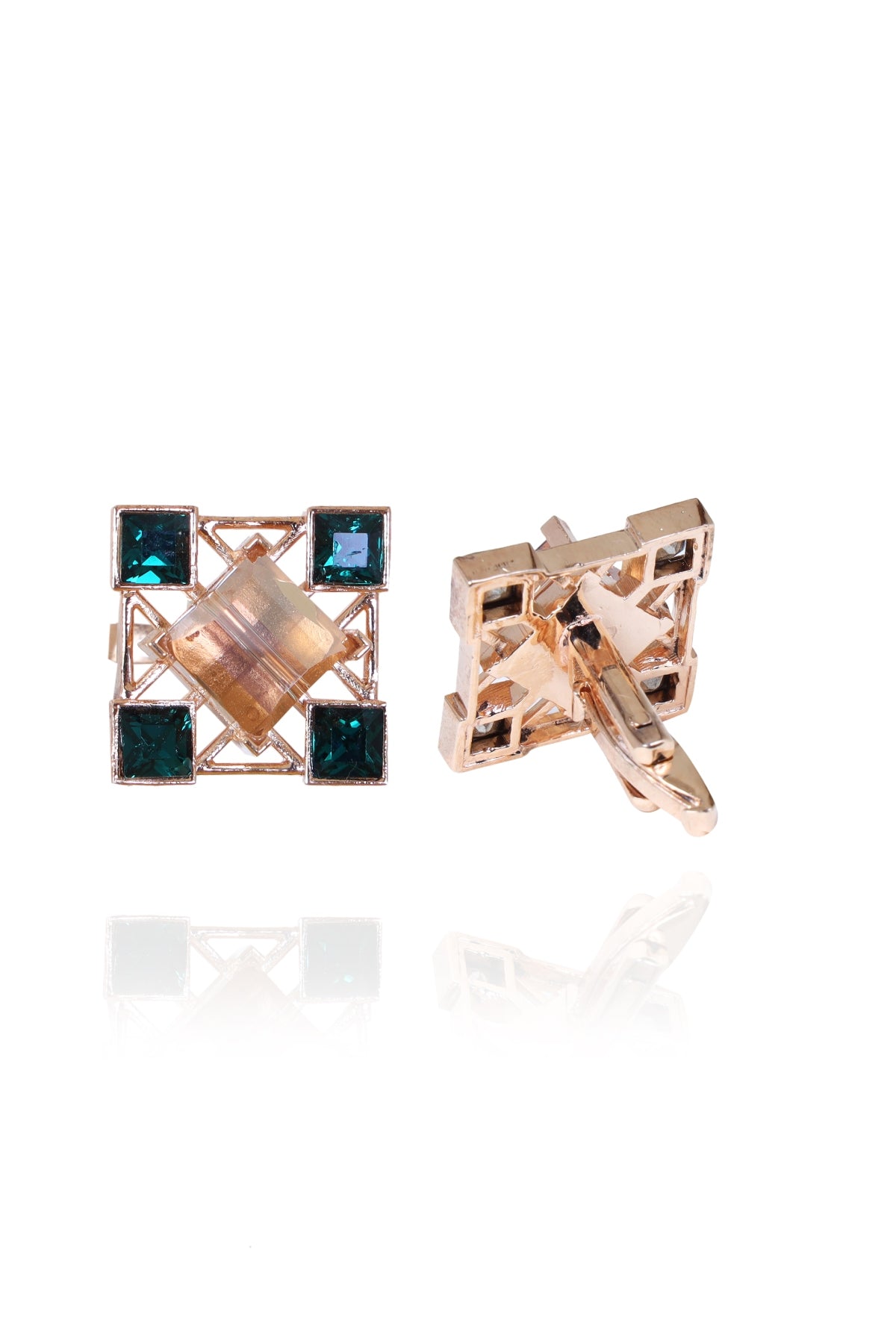 Green Swarovski Stone Cufflink