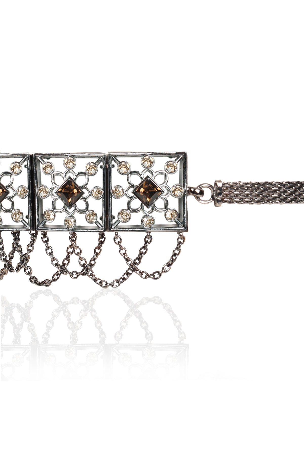 Brown Crystals Cutwork Choker