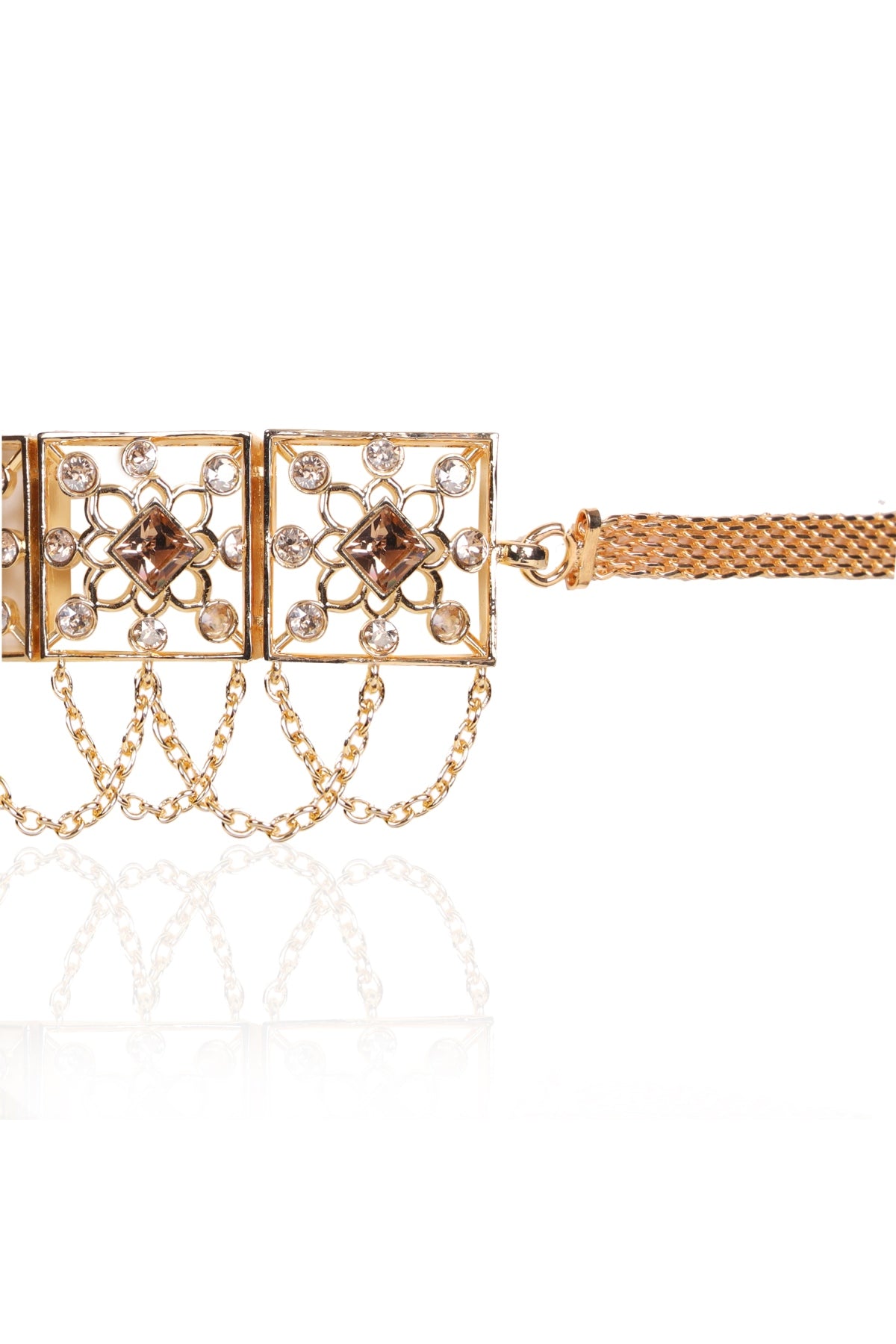 Gold Crystal Princess Cut Choker