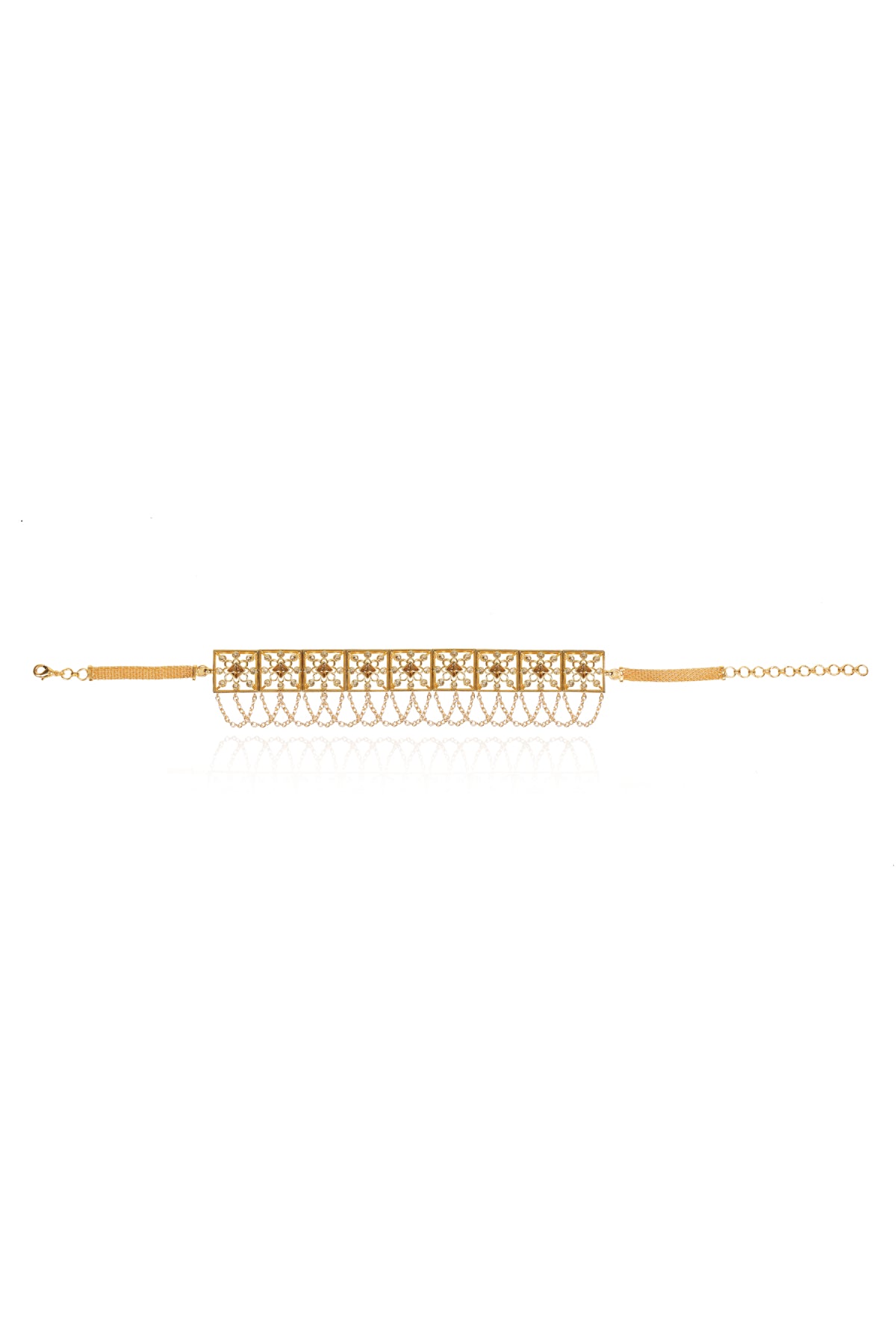 Gold Crystal Princess Cut Choker