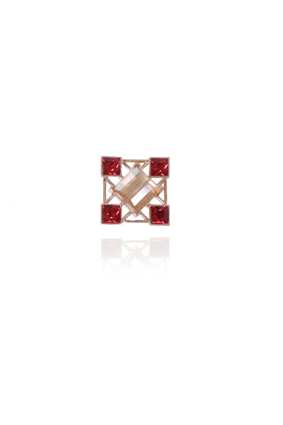 Red Princess Cut Stone Studs