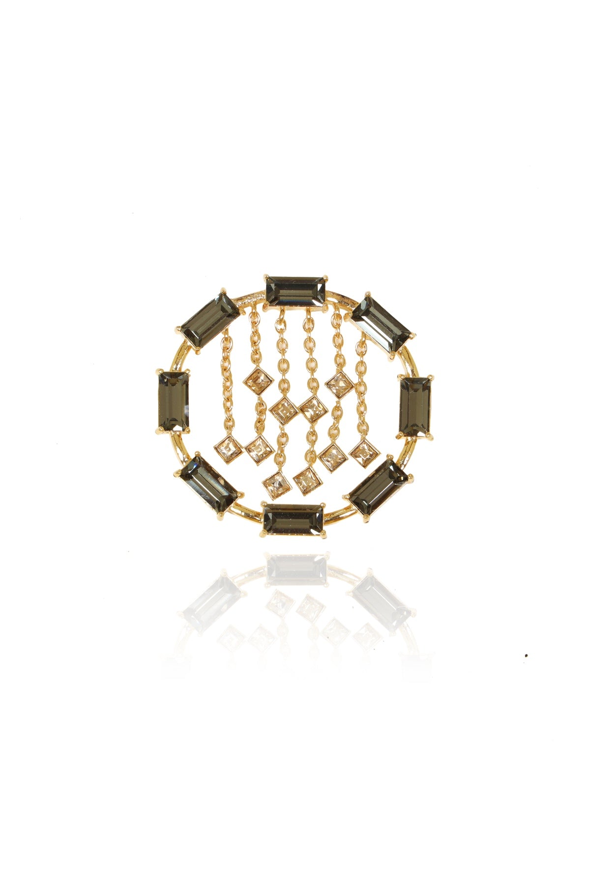 Grey Square Crystal Danglers