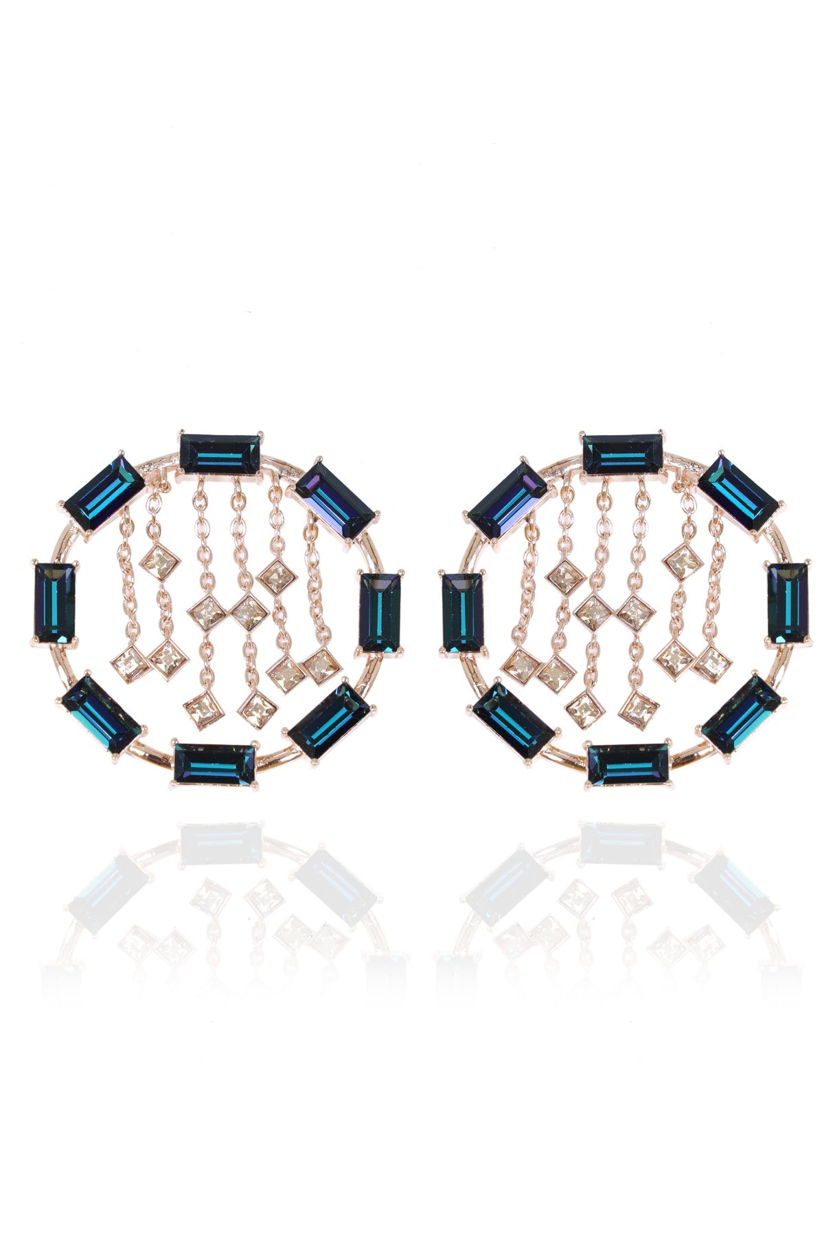 Blue Square Crystal Danglers