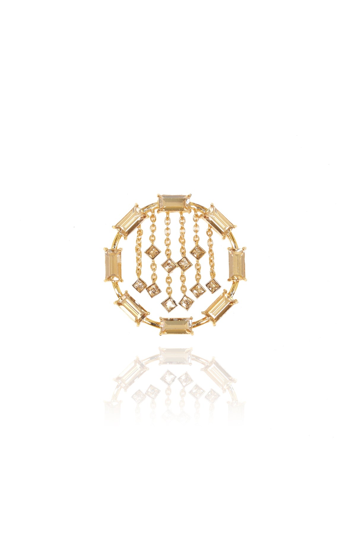 Gold Square Crystal Danglers