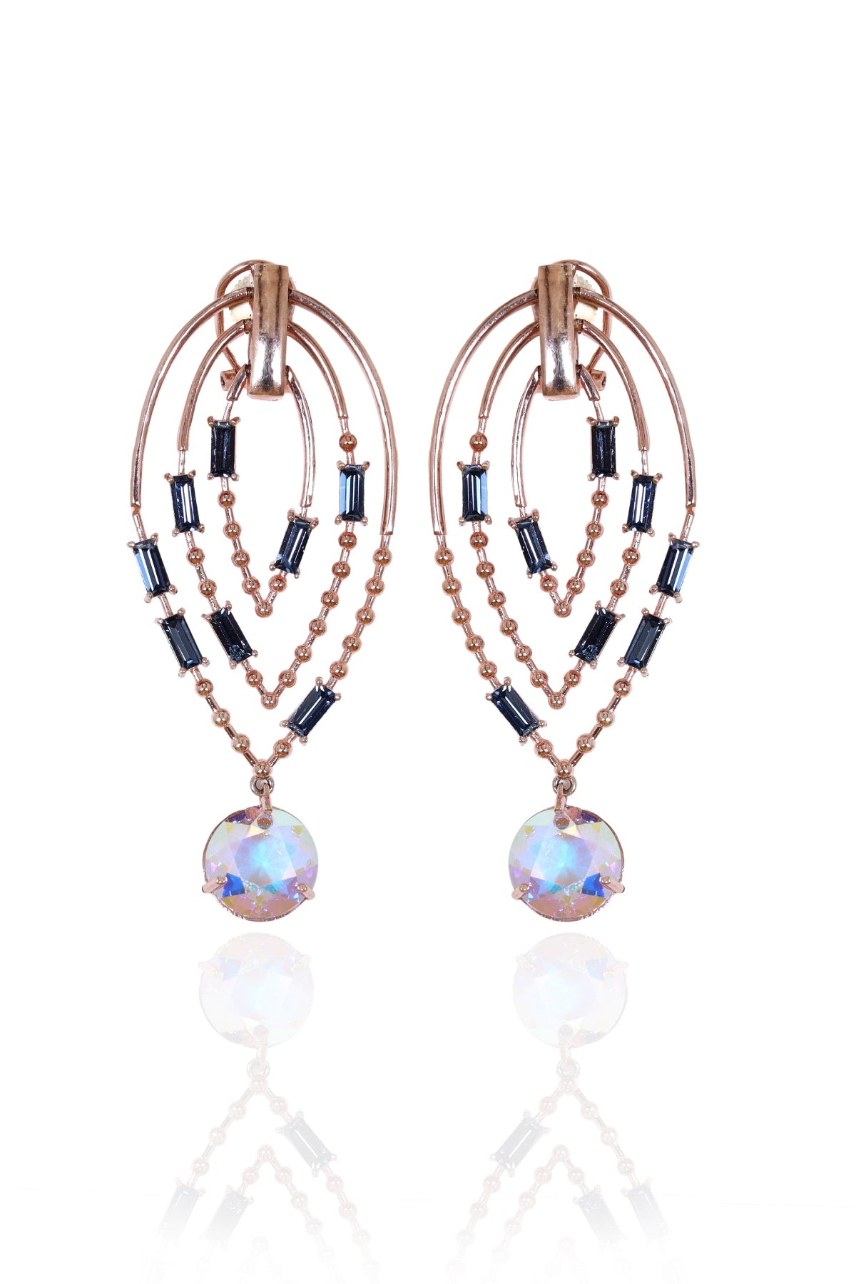 Reflective Blue Crystal Danglers