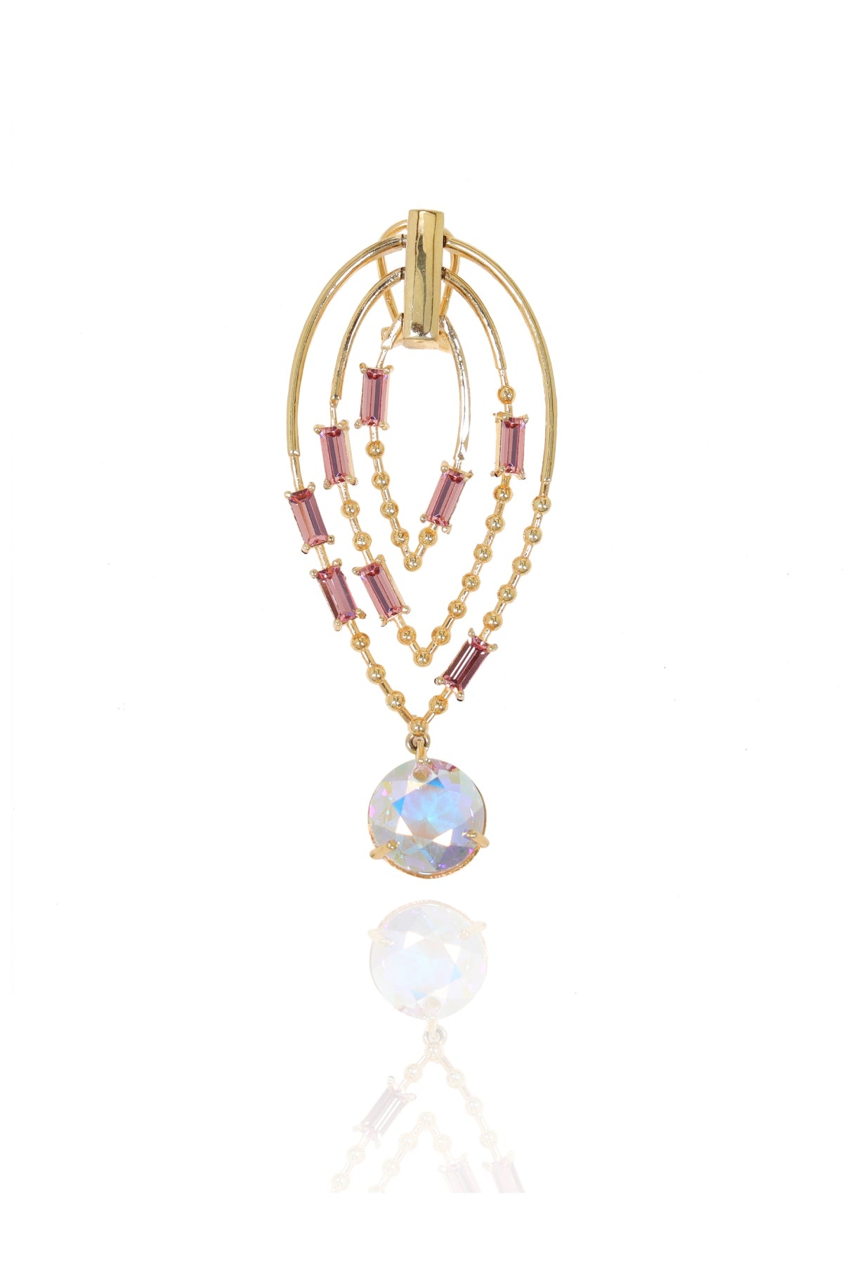 Pink Reflective Crystal Danglers