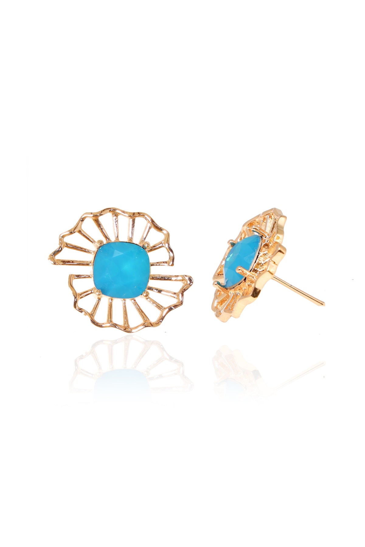 Turquoise Cushion Crystal Studs