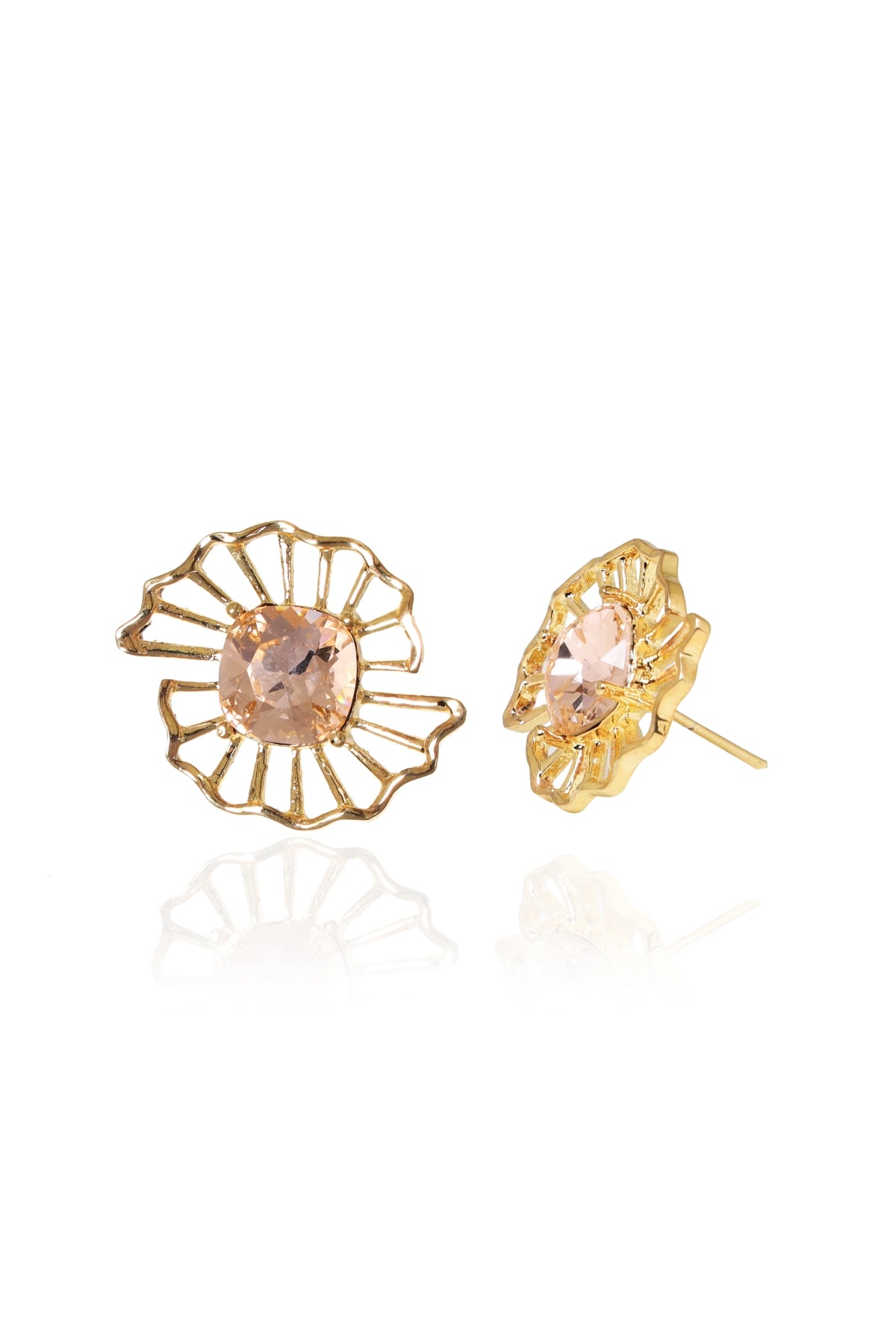 Gold Cushion Swarovski Studs