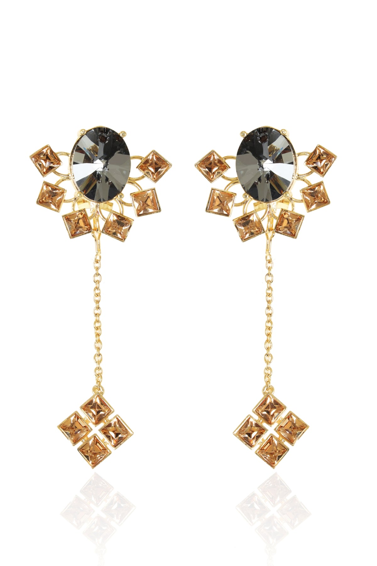 Grey Crystal Detachable Danglers