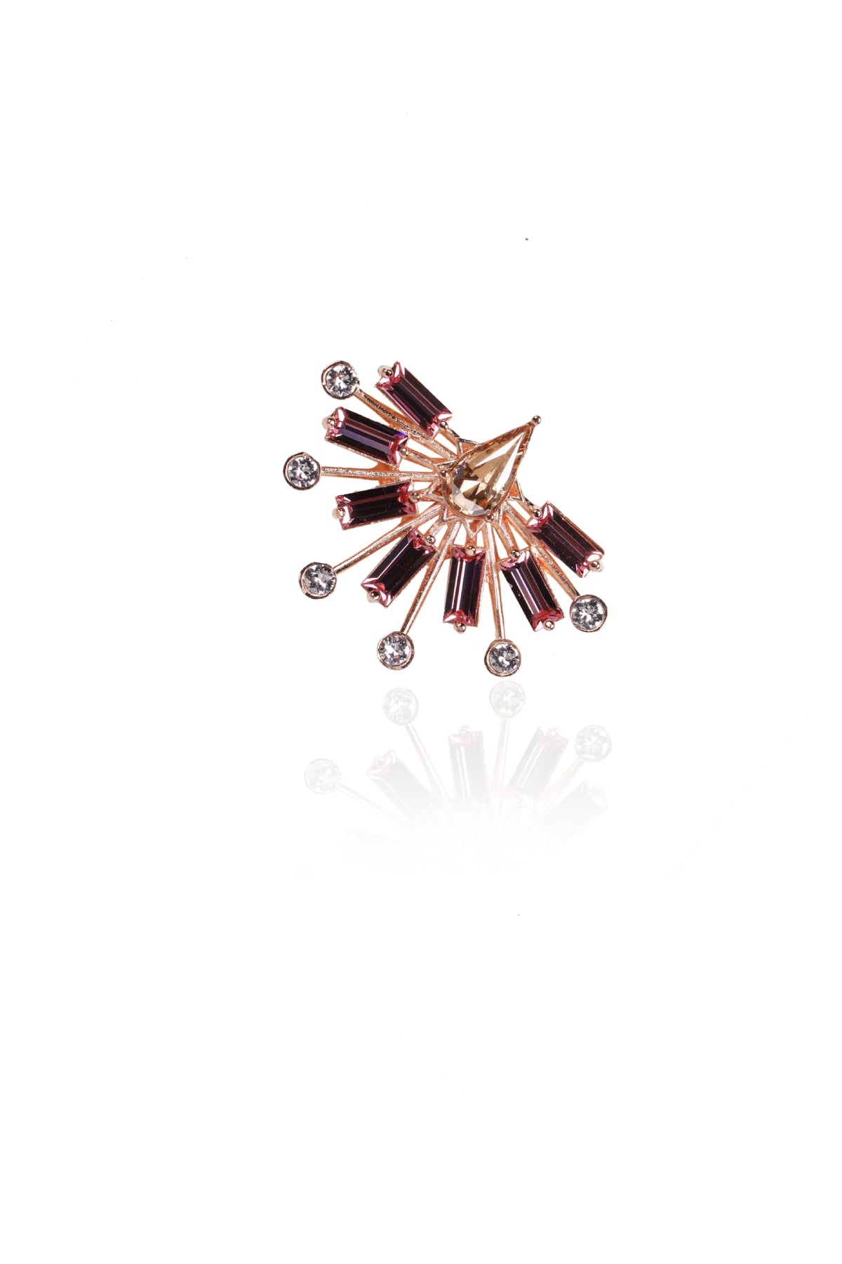 Pink Tear Drop Crystal Studs