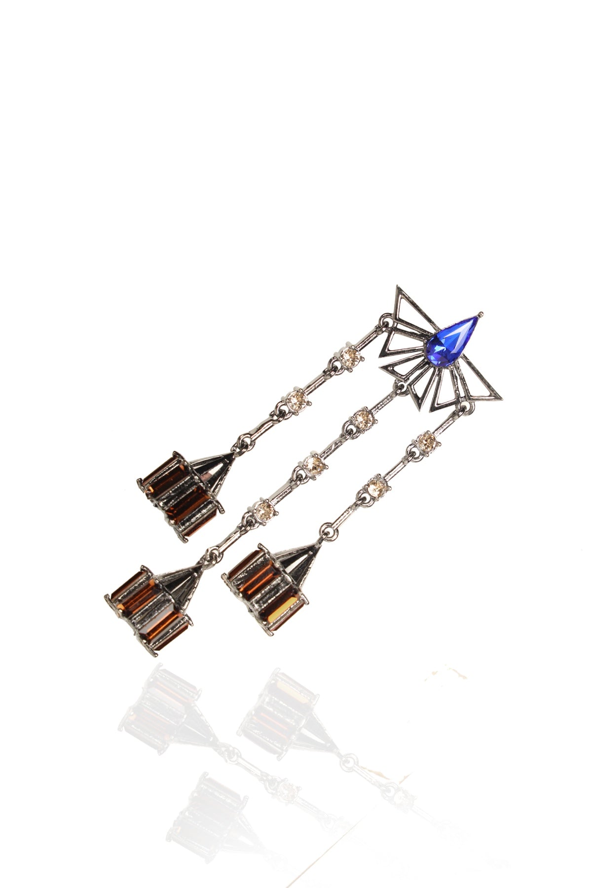 Blue & Brown Tear Drop Danglers