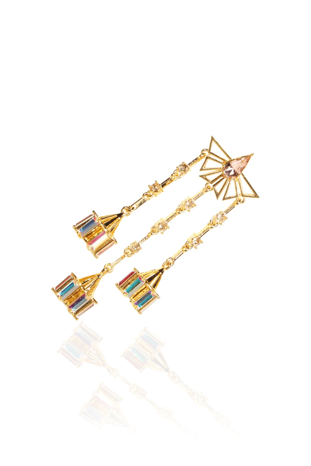 White Fancy Tear Drop Danglers