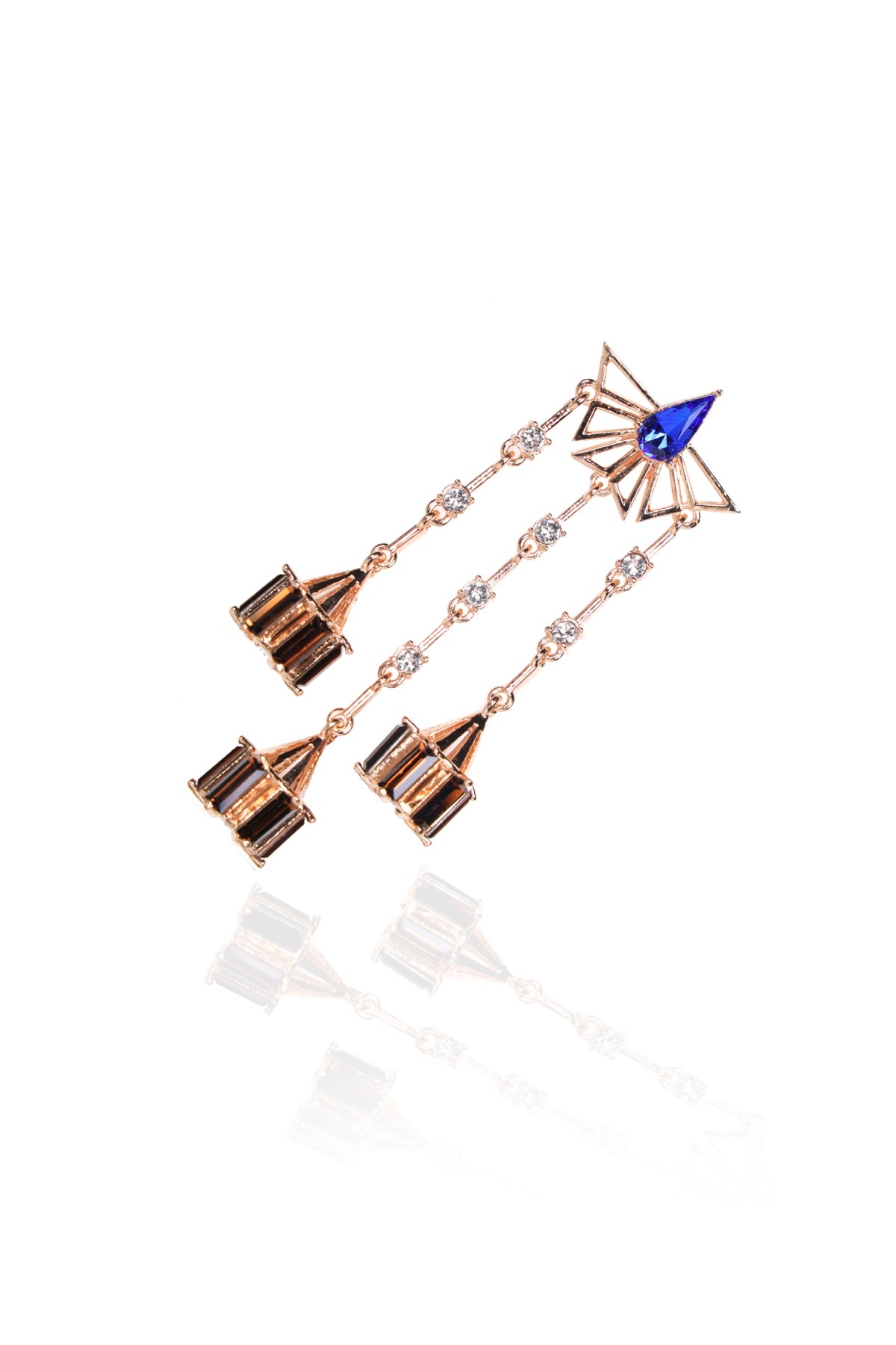 Brown Fancy Tear Drop Danglers