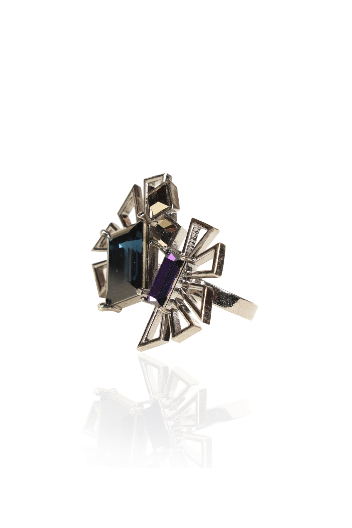 Blue Crystal Princess Cut Ring