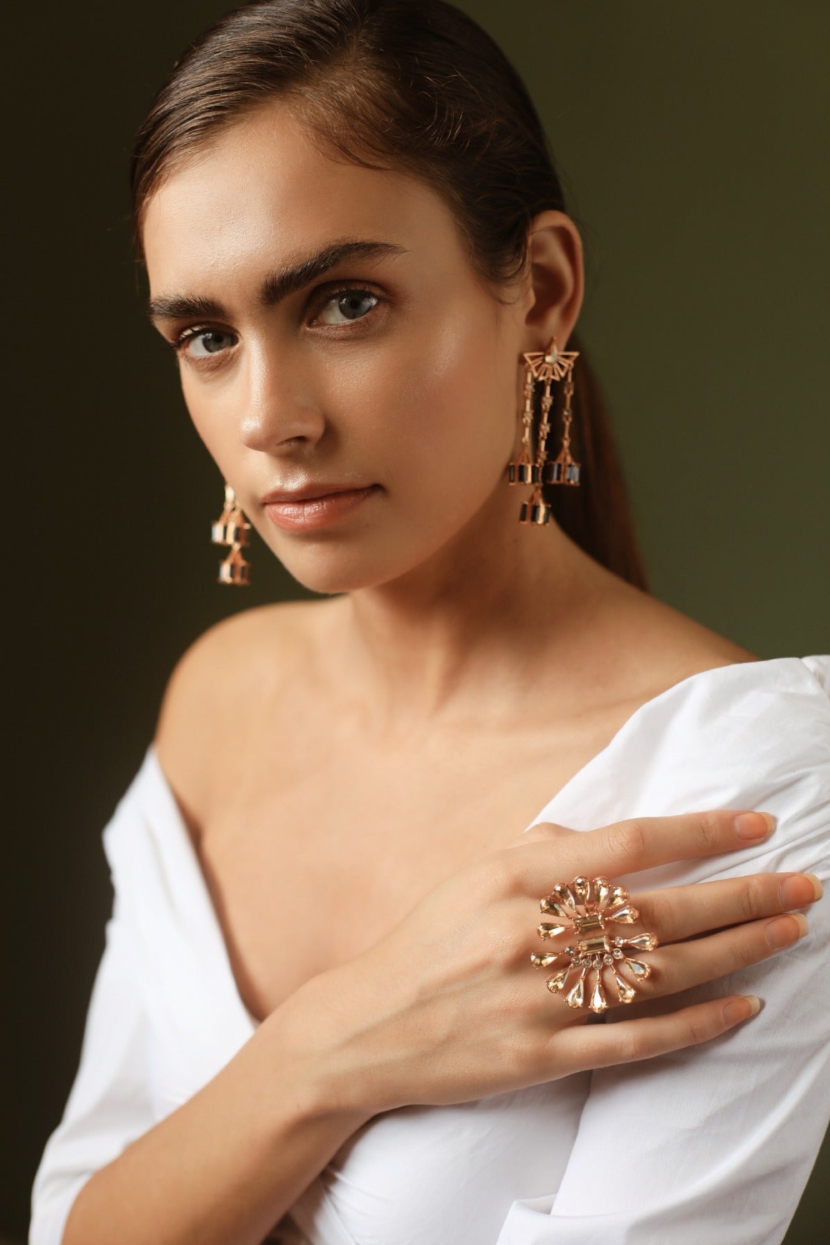 Buy Crystal Tear Drop Ring For Women Online at ScrollnShops