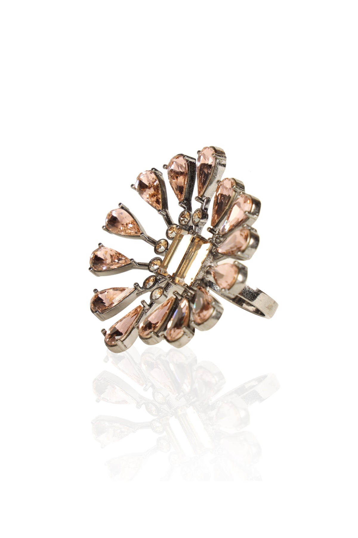 Pink Crystal Tear Drop Ring