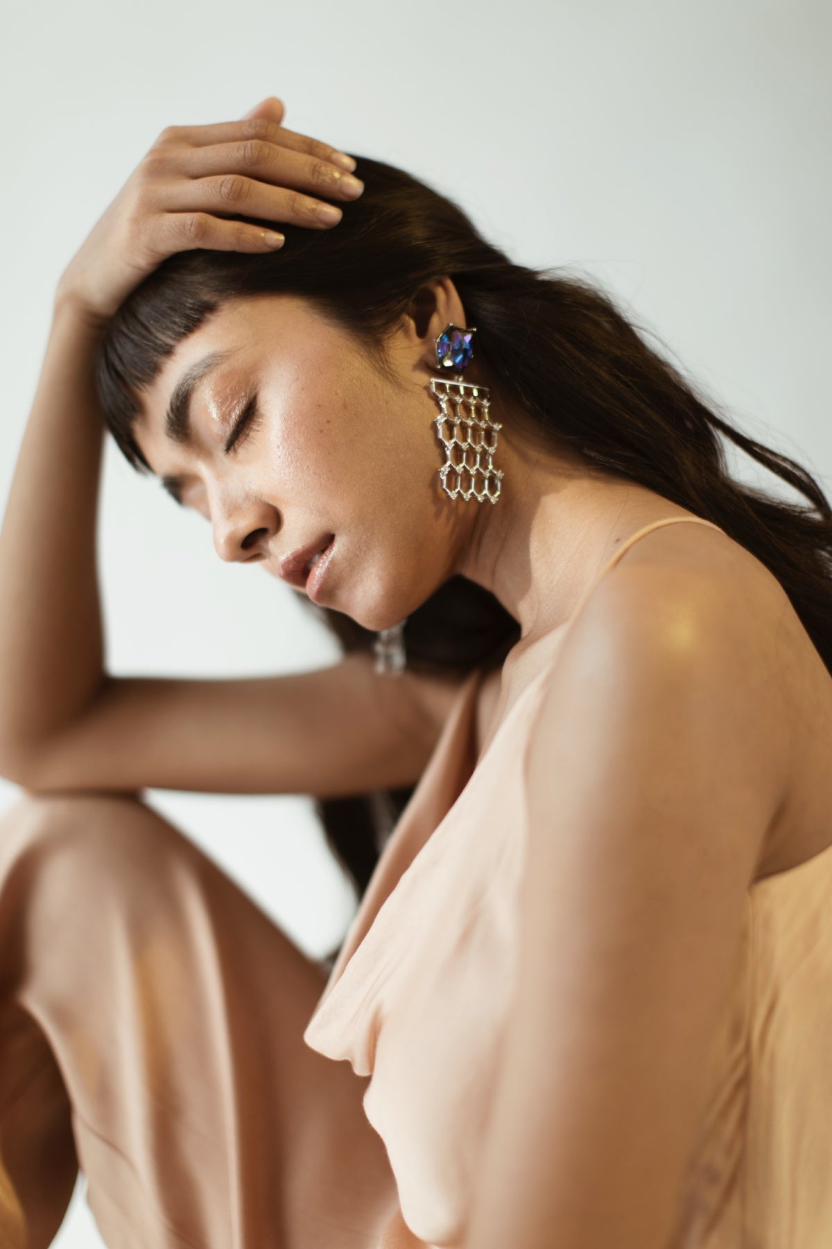 Blue Z-Calvsi Crystal Danglers