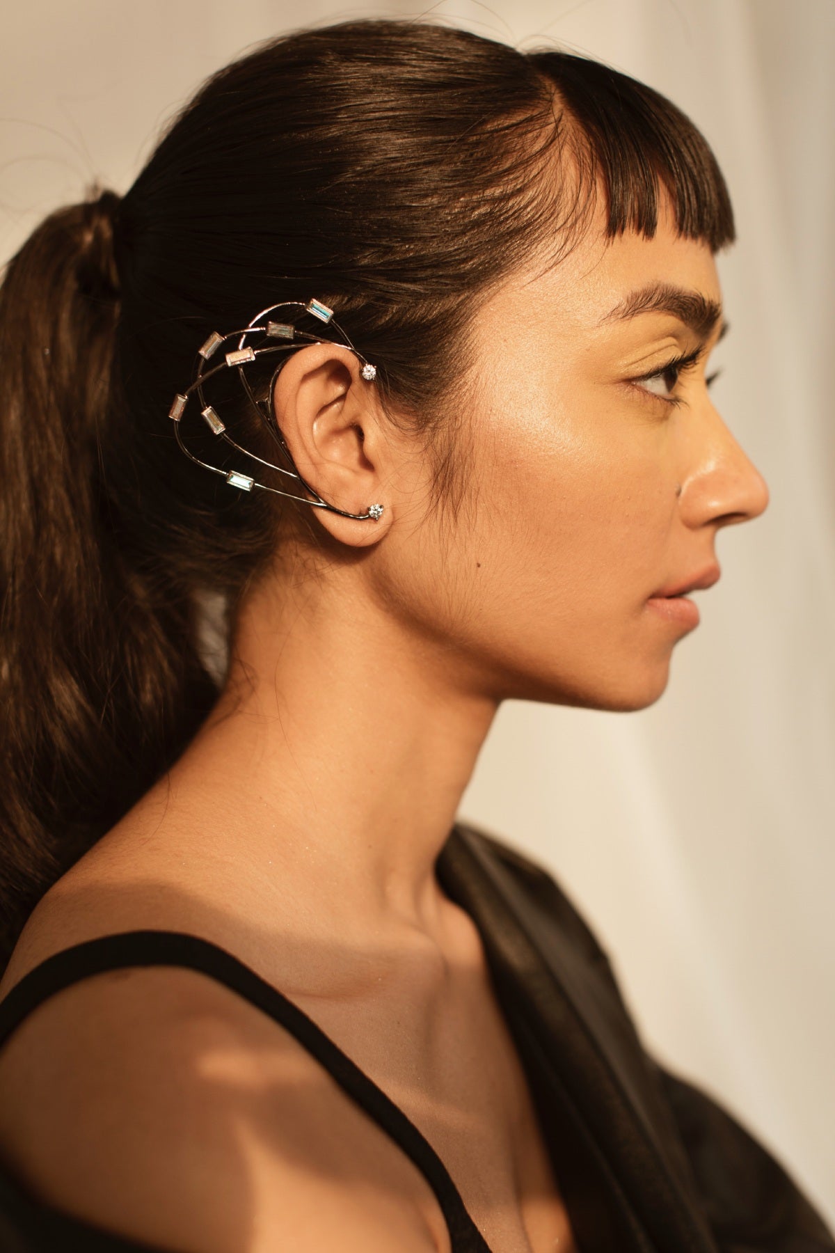 Grey Crystal Studded Earrings