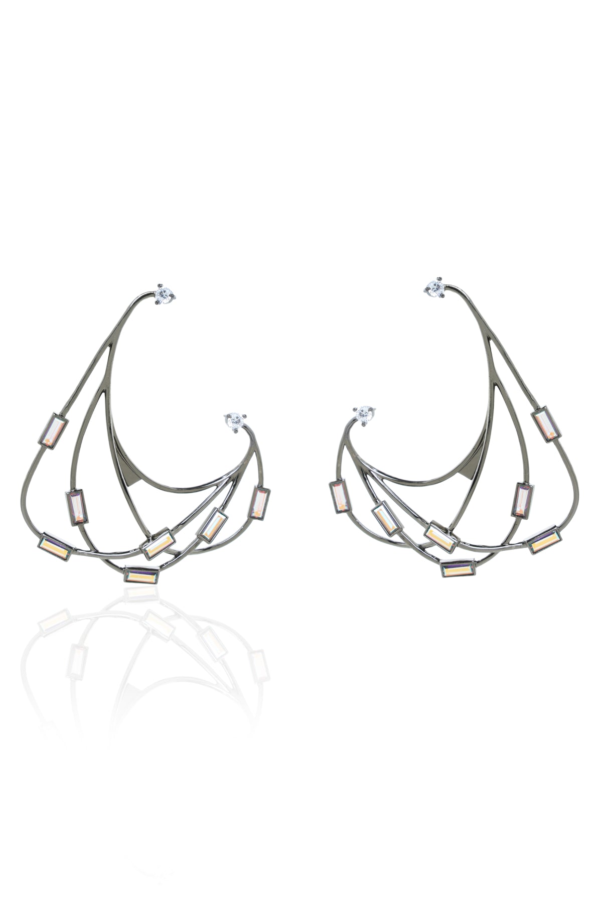 Grey Crystal Studded Earrings