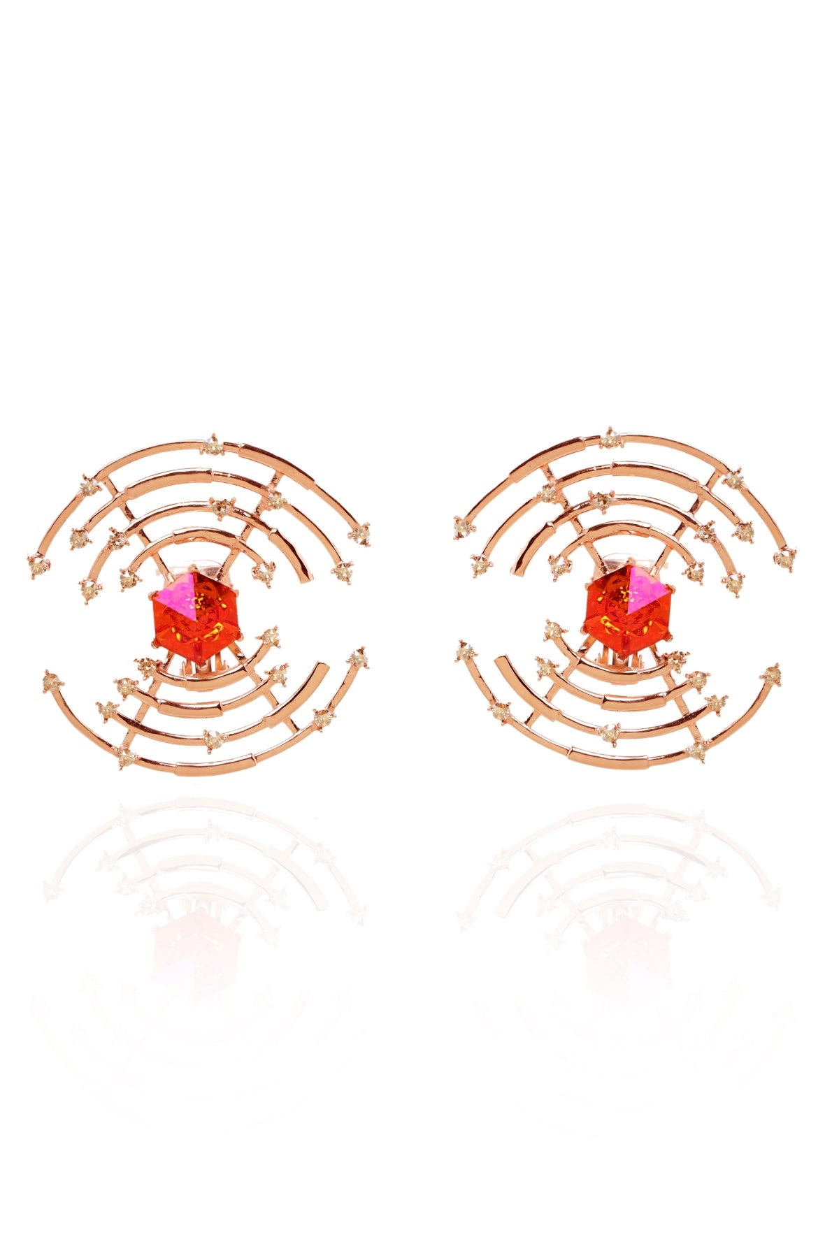 Coral Swarovski Crystal Earrings