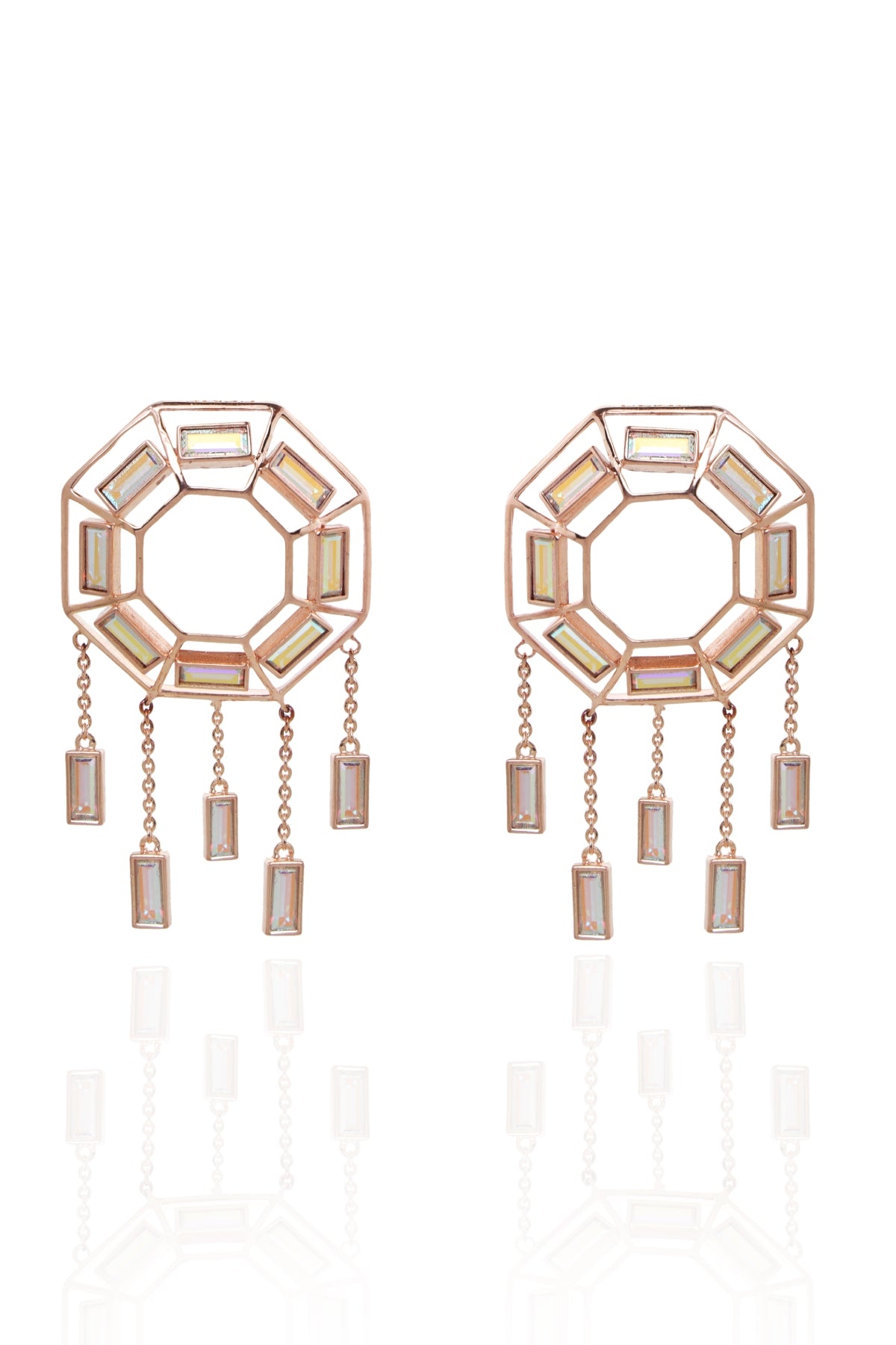 Pink Crystal Hanging Danglers