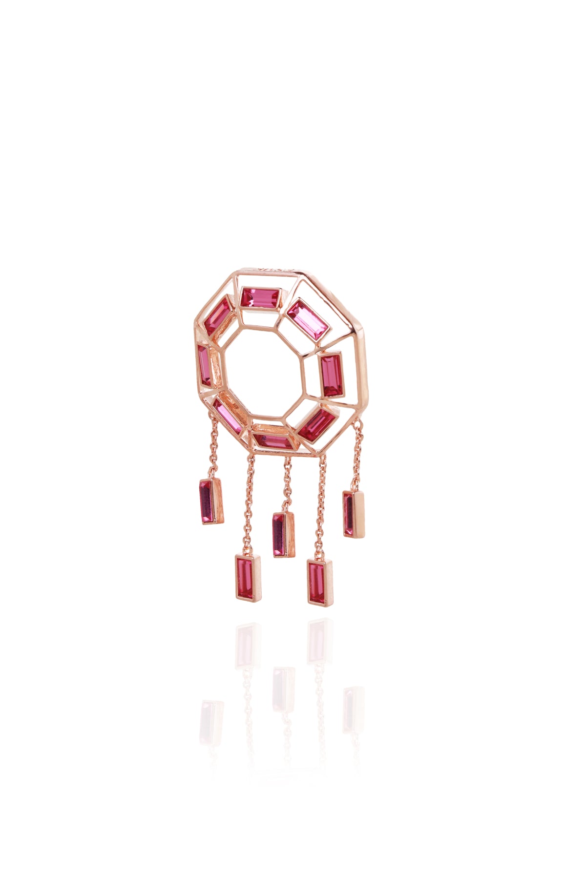 Crystal Hanging Pink Earrings