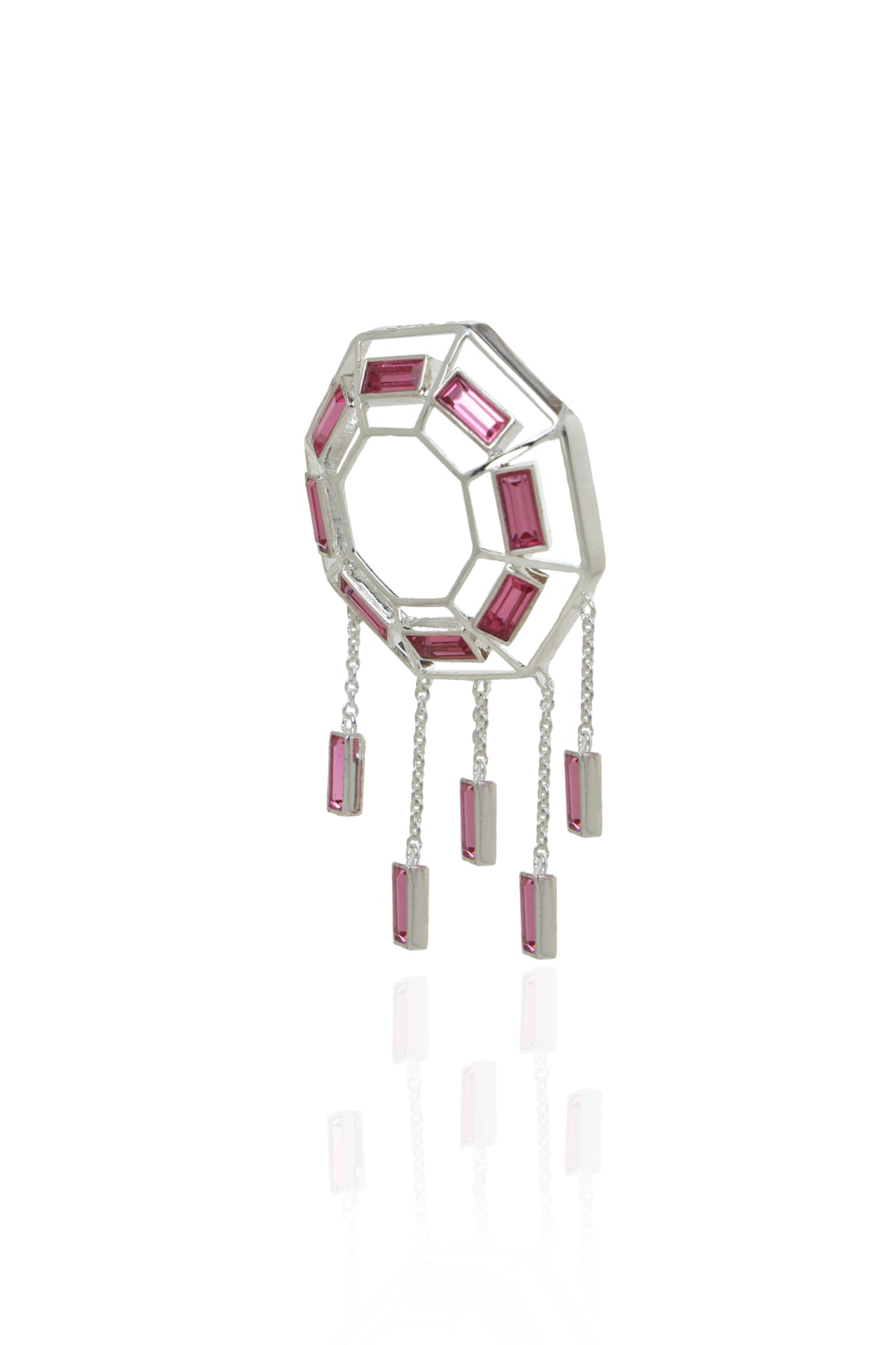 Pink Crystal Hanging Earrings