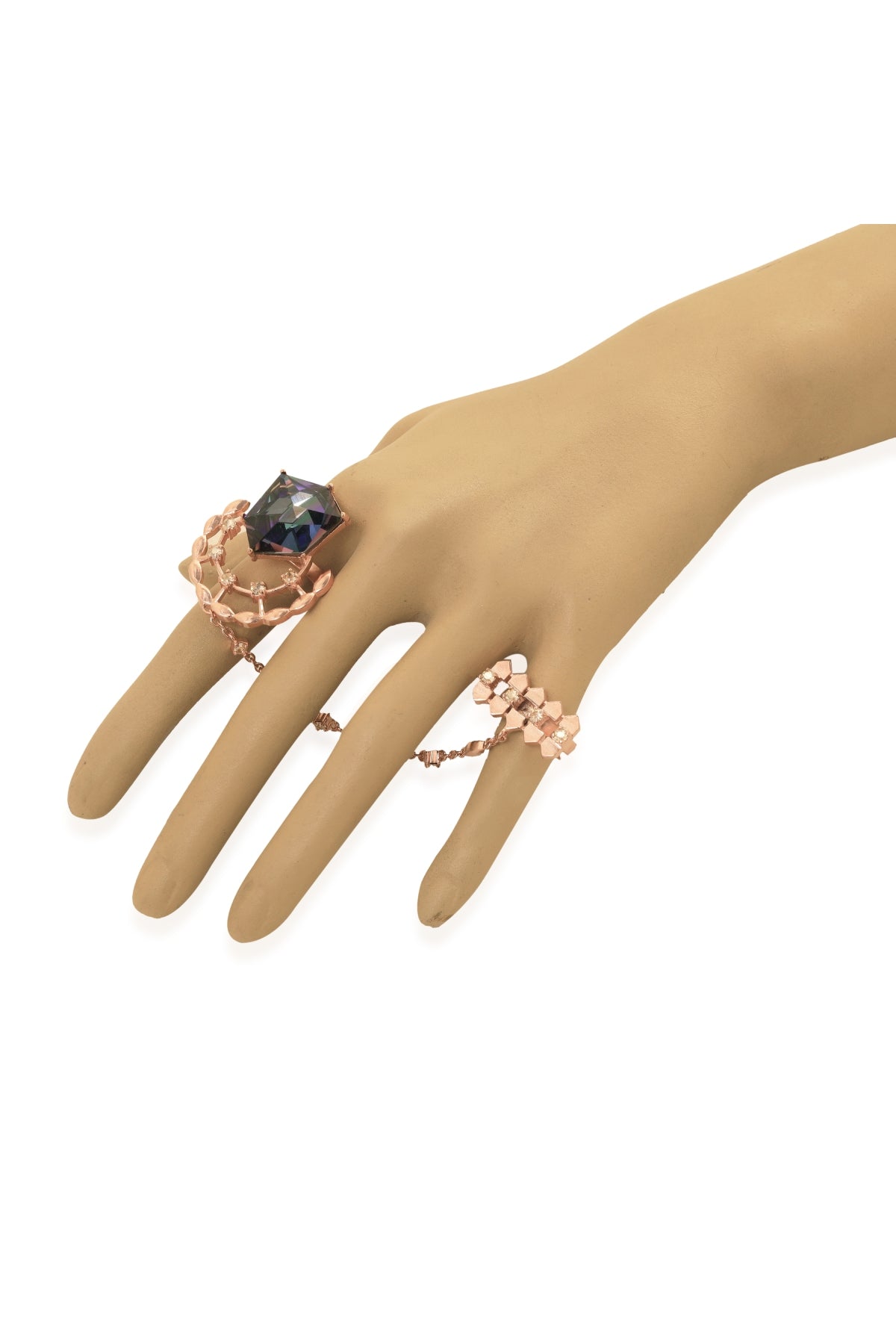 Purple & Gold Double Finger Ring