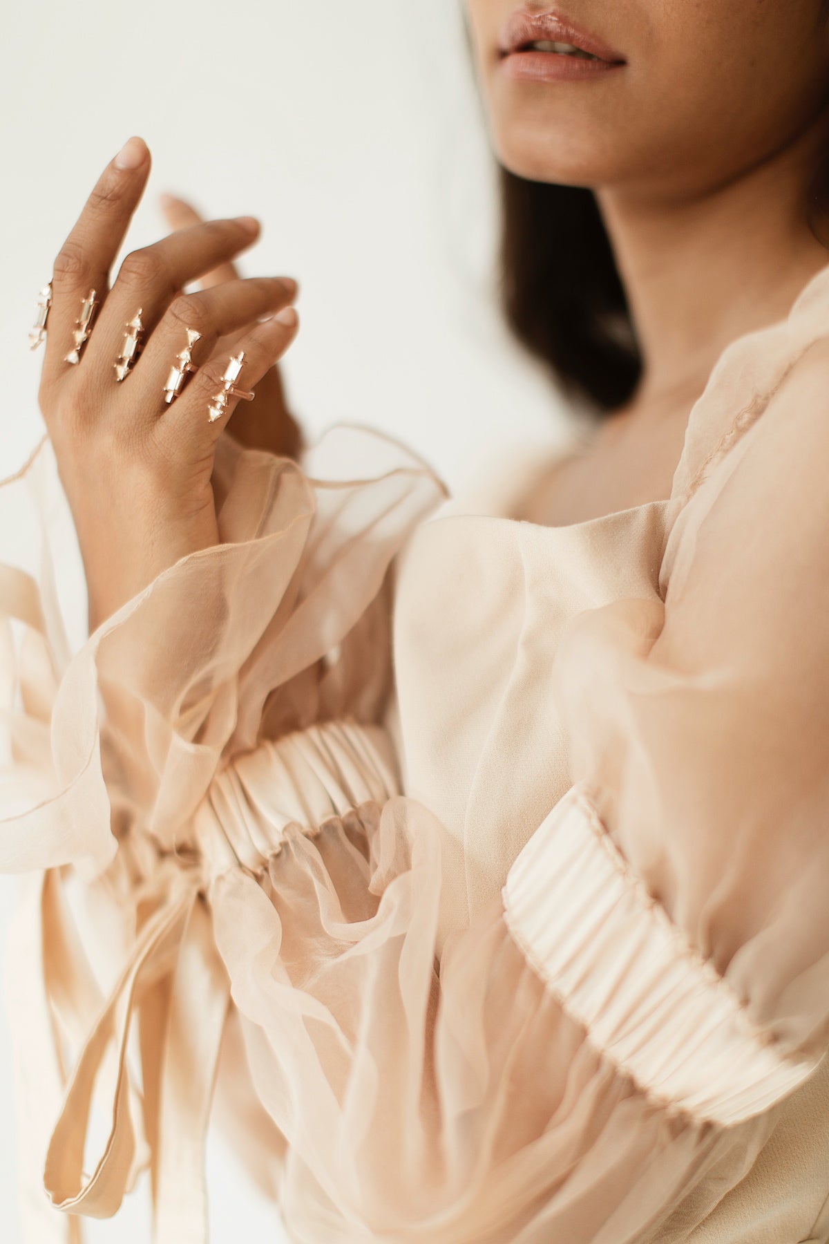 Four Finger Gold Crystal Ring