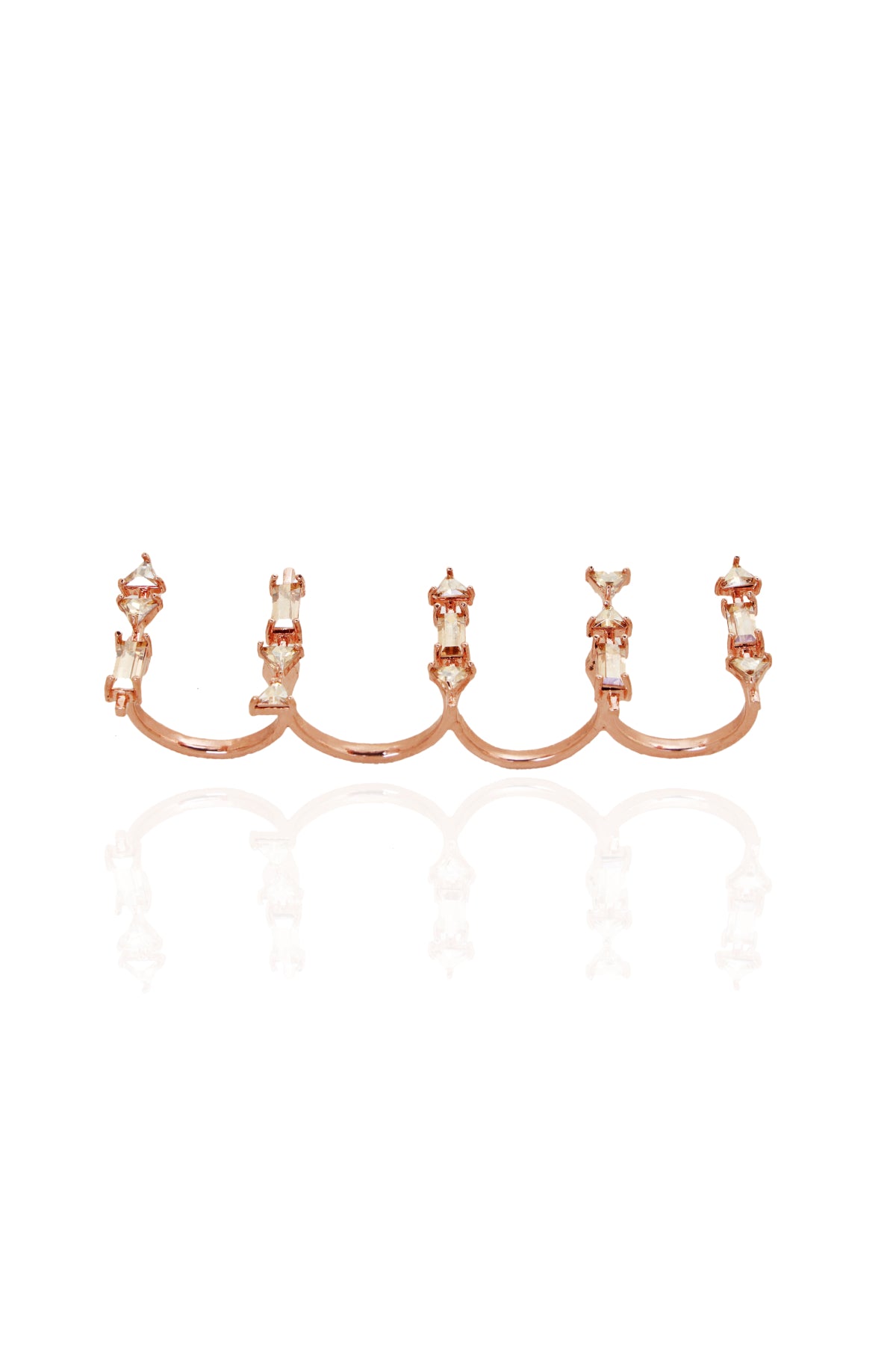 Four Finger Gold Crystal Ring