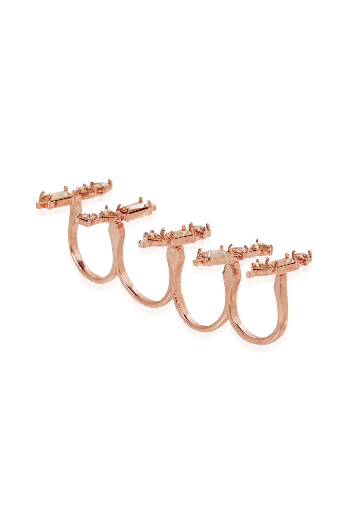 Four Finger Gold Crystal Ring