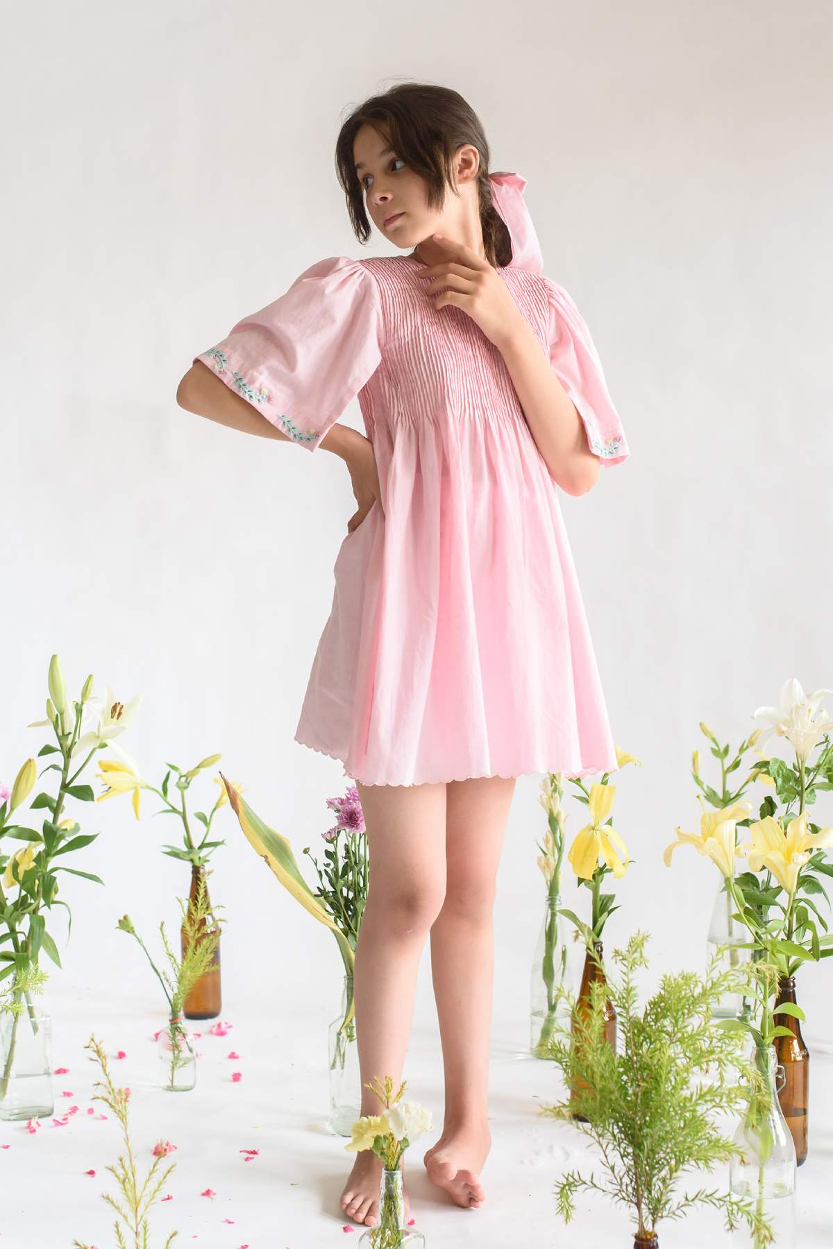 Pintuck Gathered Dress