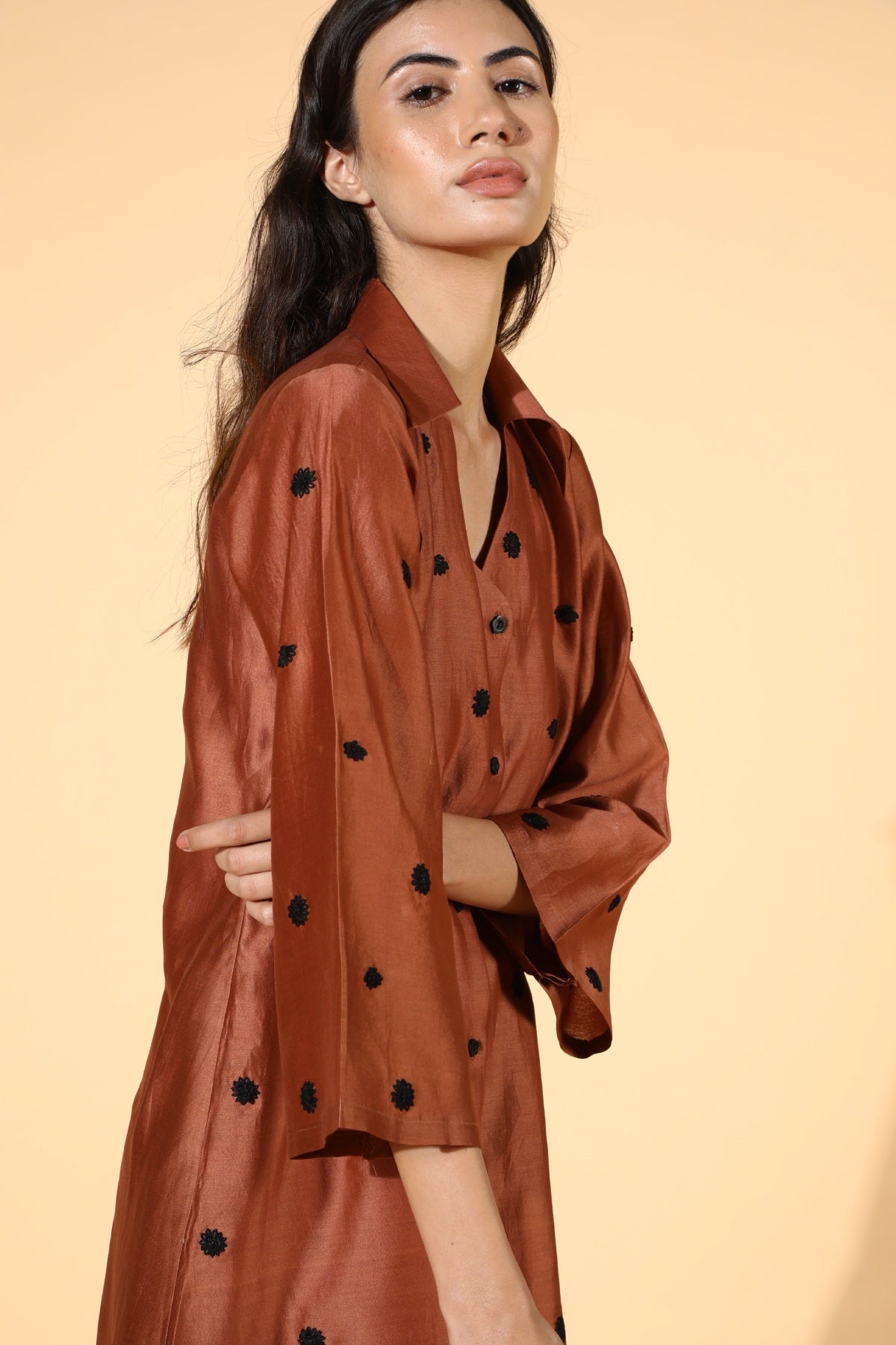 Rust Embroidered Tunic & Pants