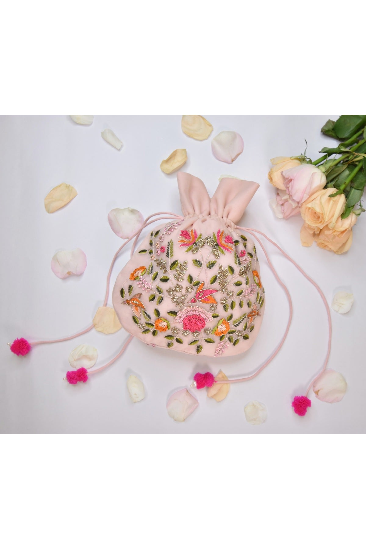 Pink Chanderi Handmade Potli