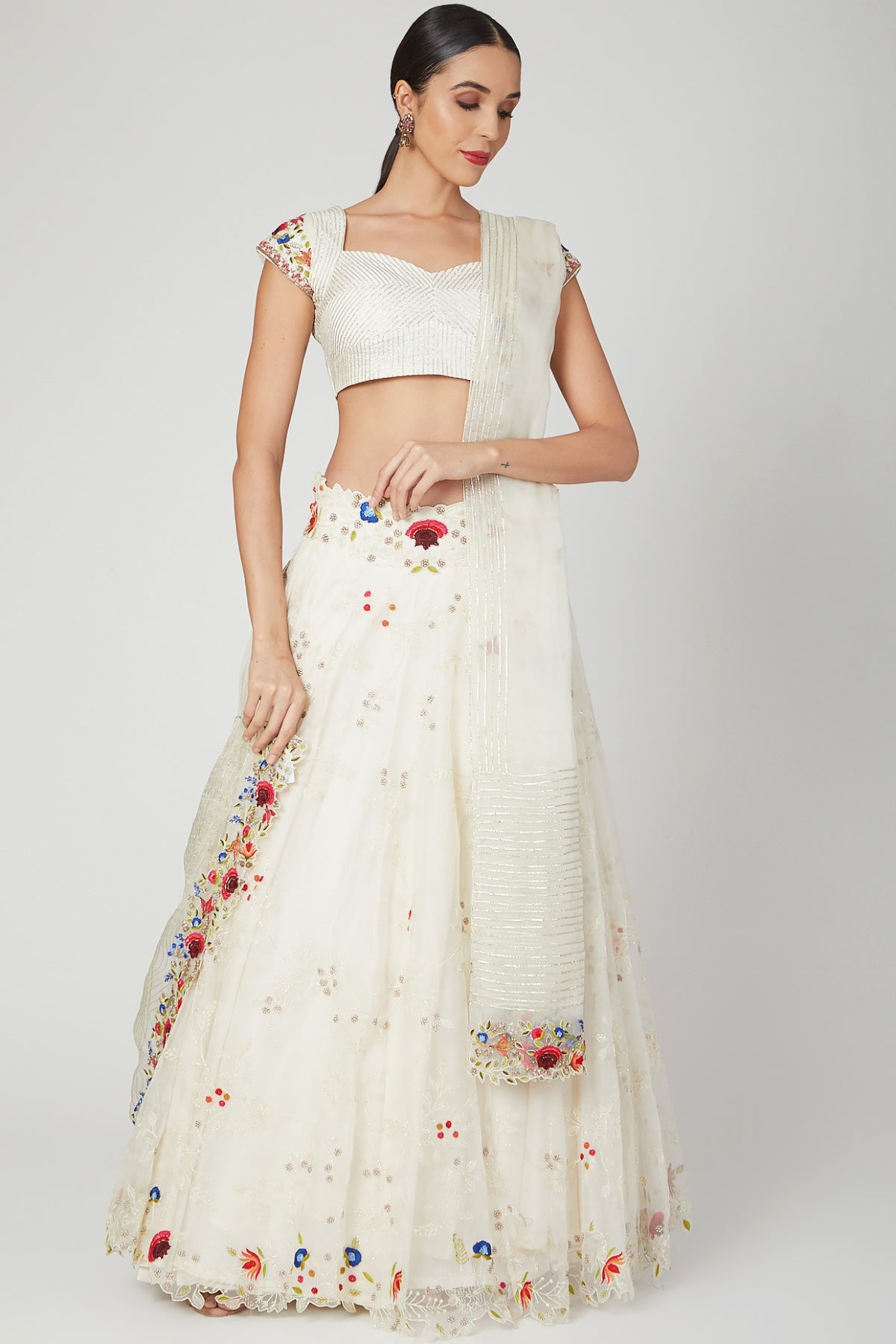 Zardosi Work Ivory Lehenga Set